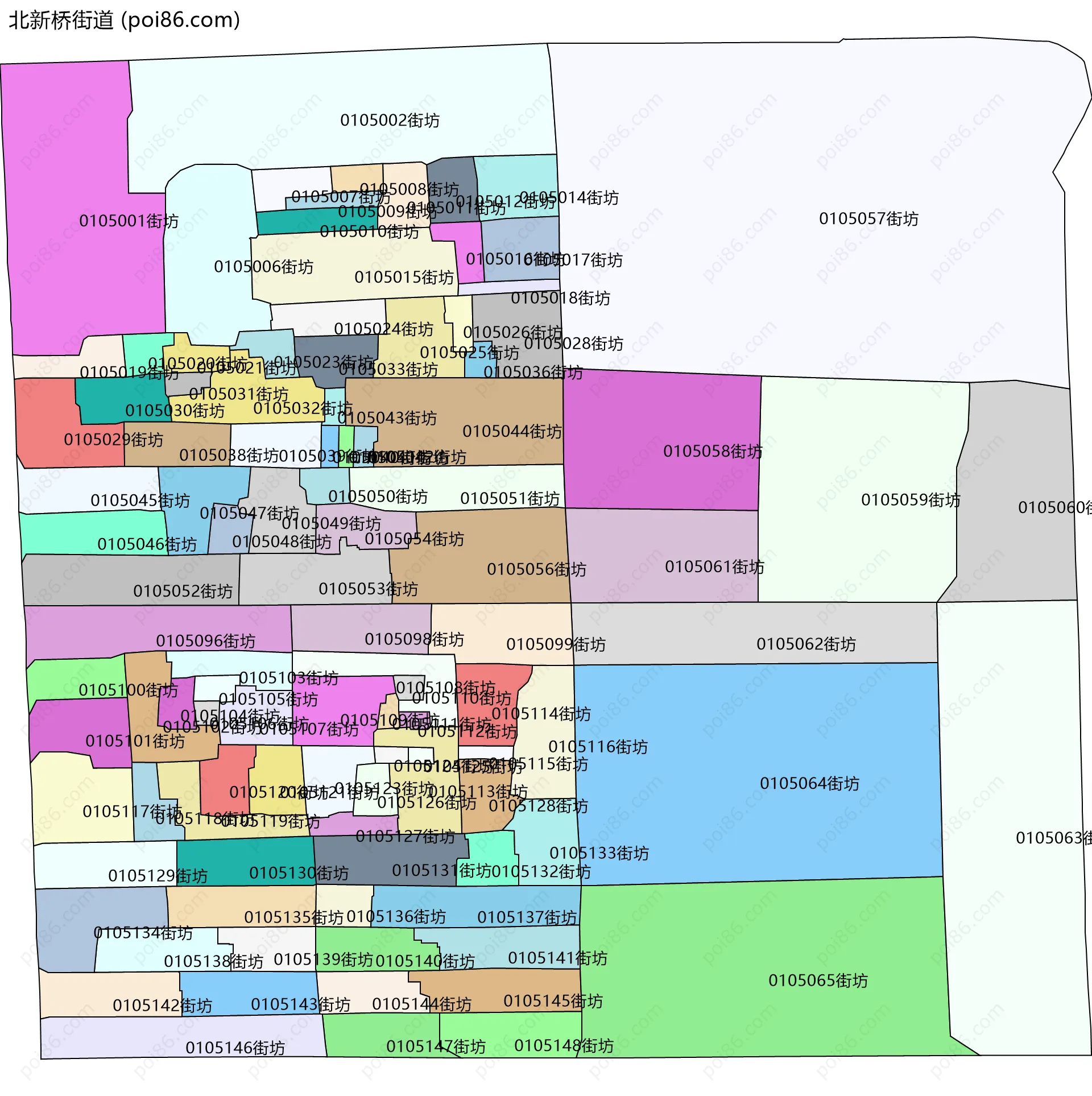 北新桥街道边界地图(五级行政区划)