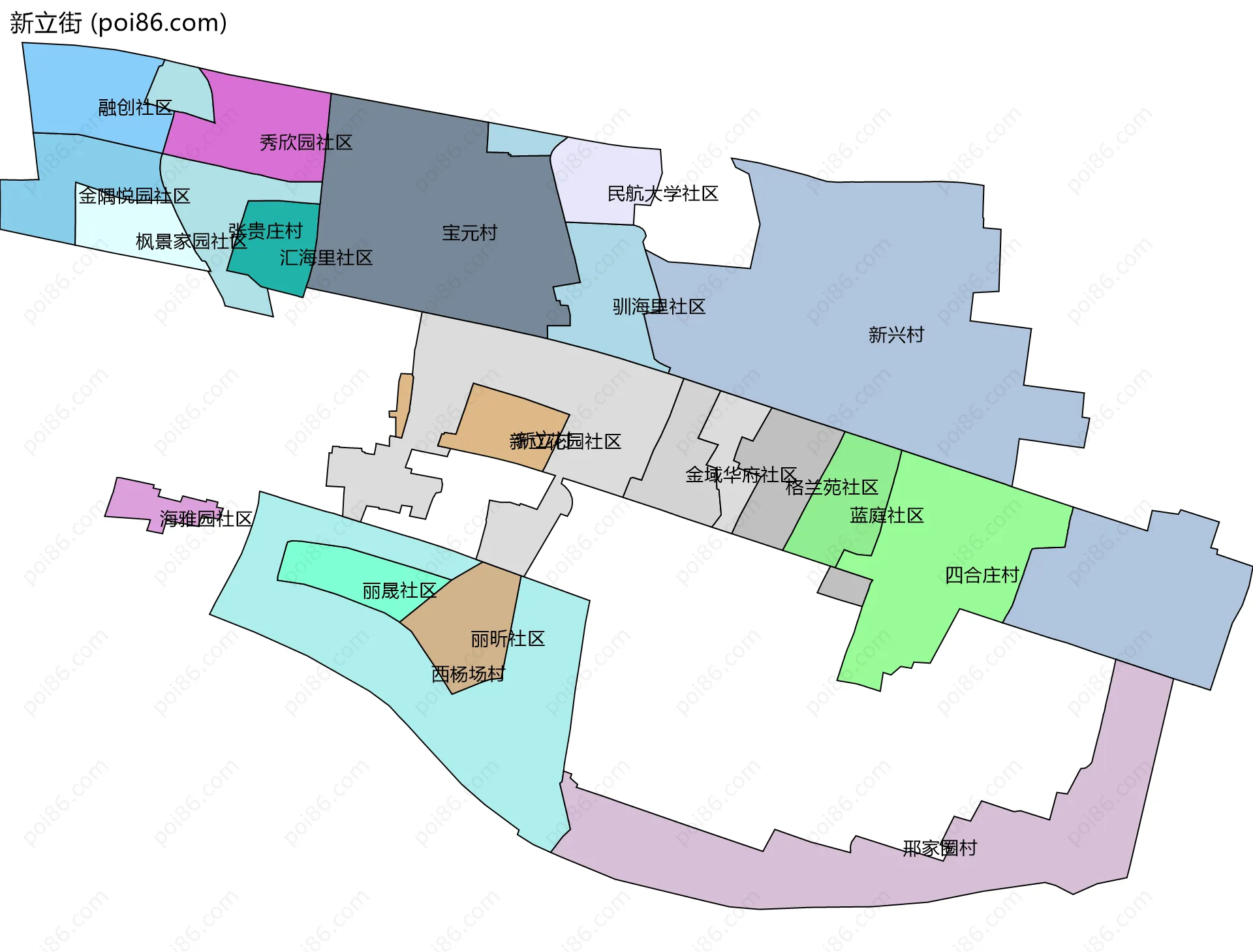 新立街边界地图(五级行政区划)