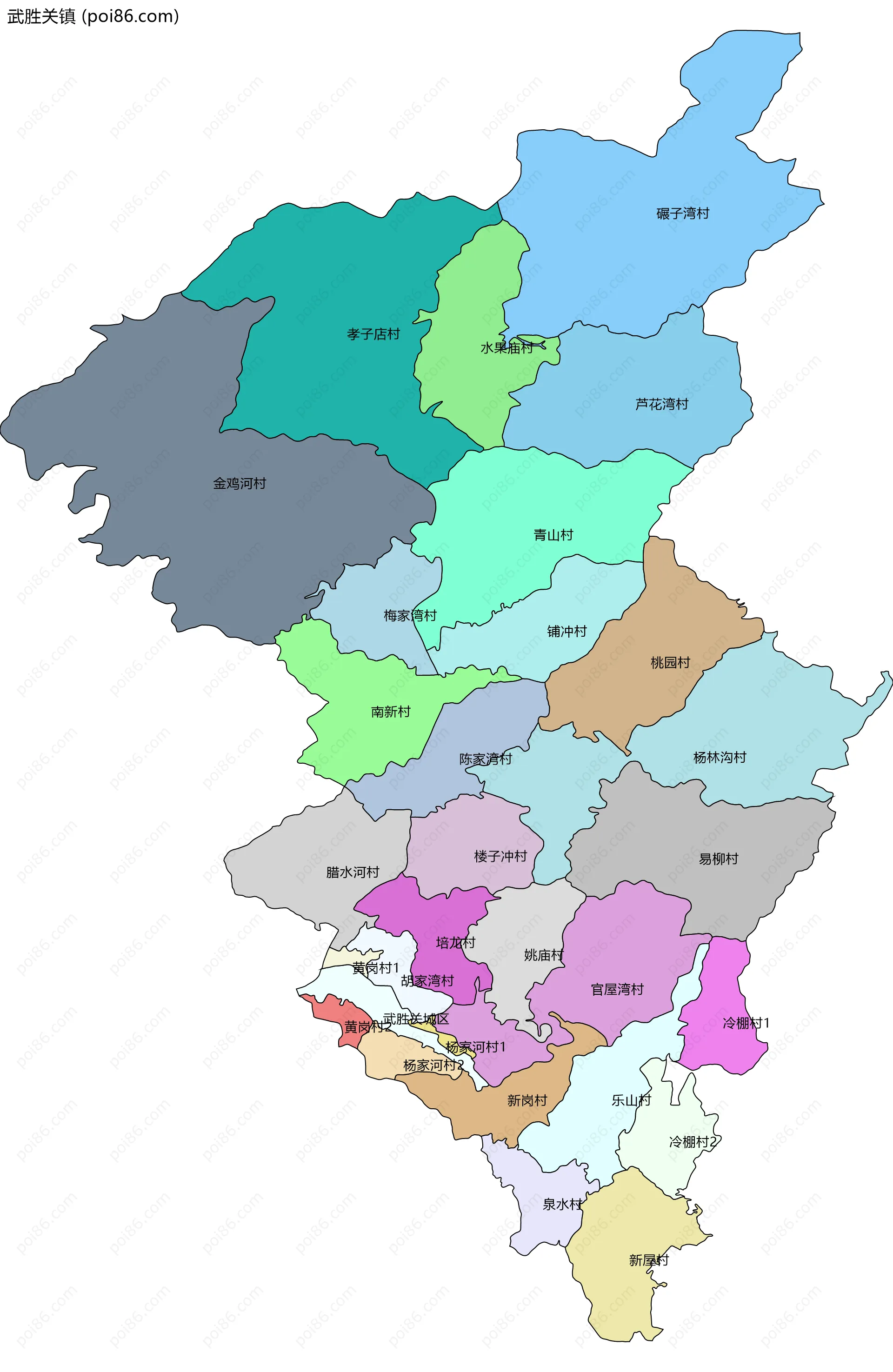 武胜关镇边界地图(五级行政区划)