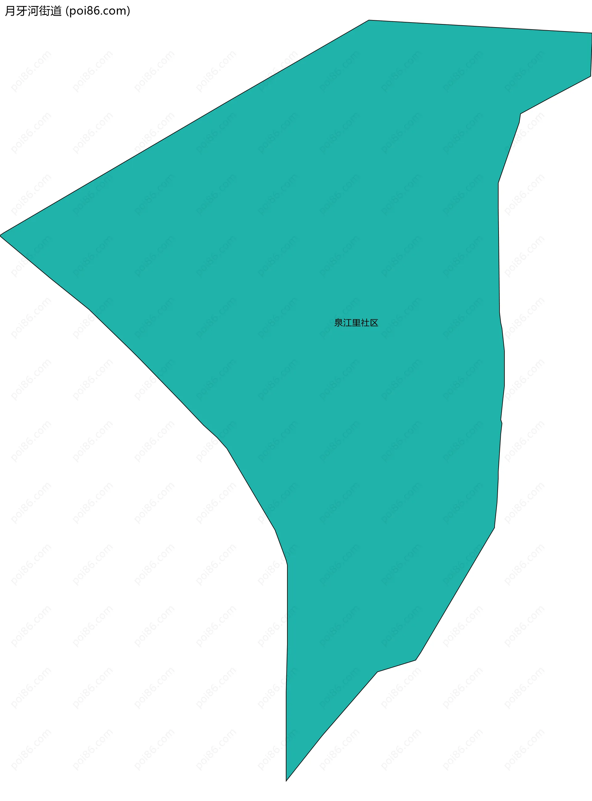 月牙河街道边界地图(五级行政区划)