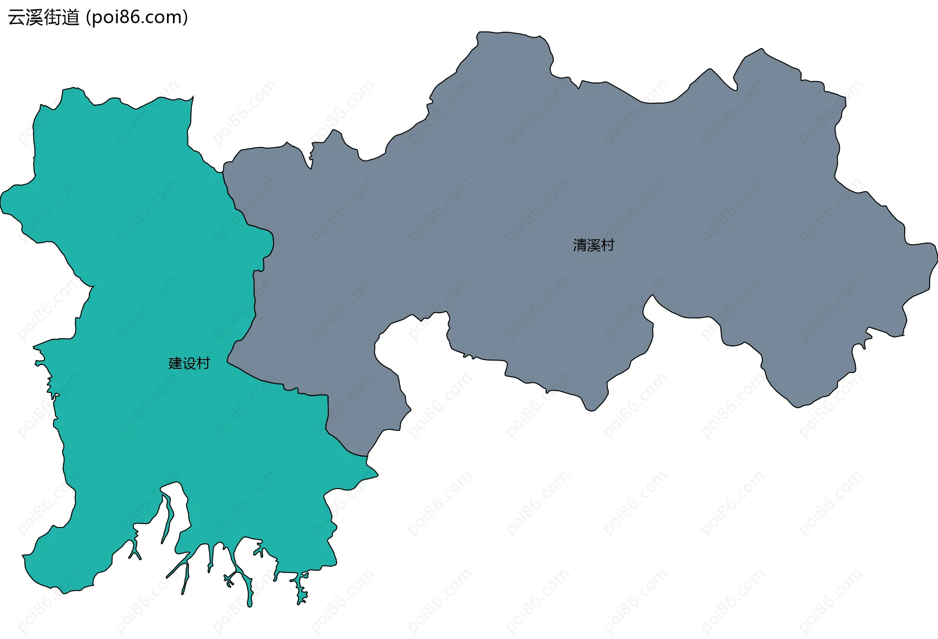 云溪街道边界地图(五级行政区划)
