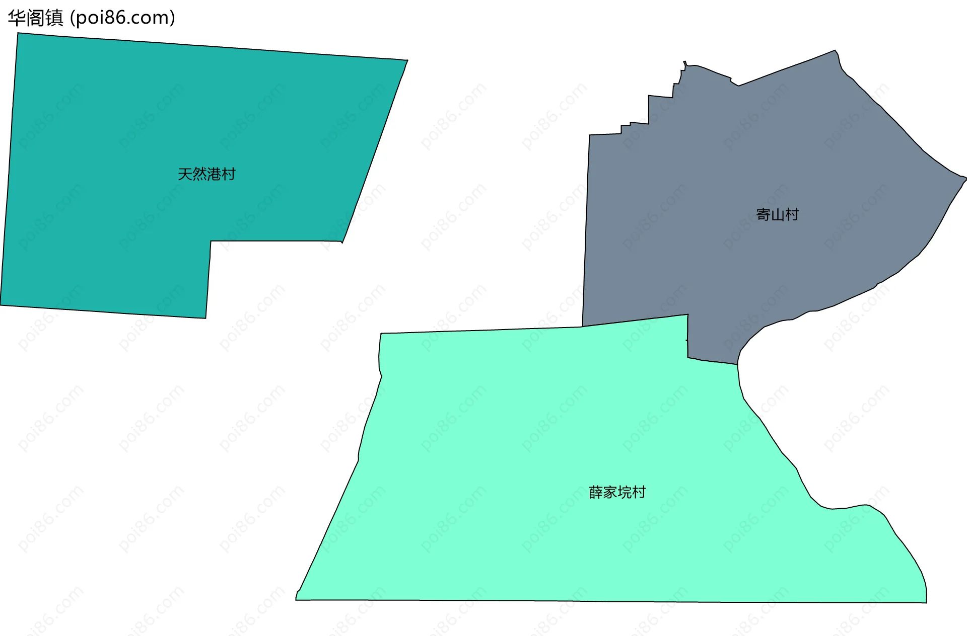 华阁镇边界地图(五级行政区划)
