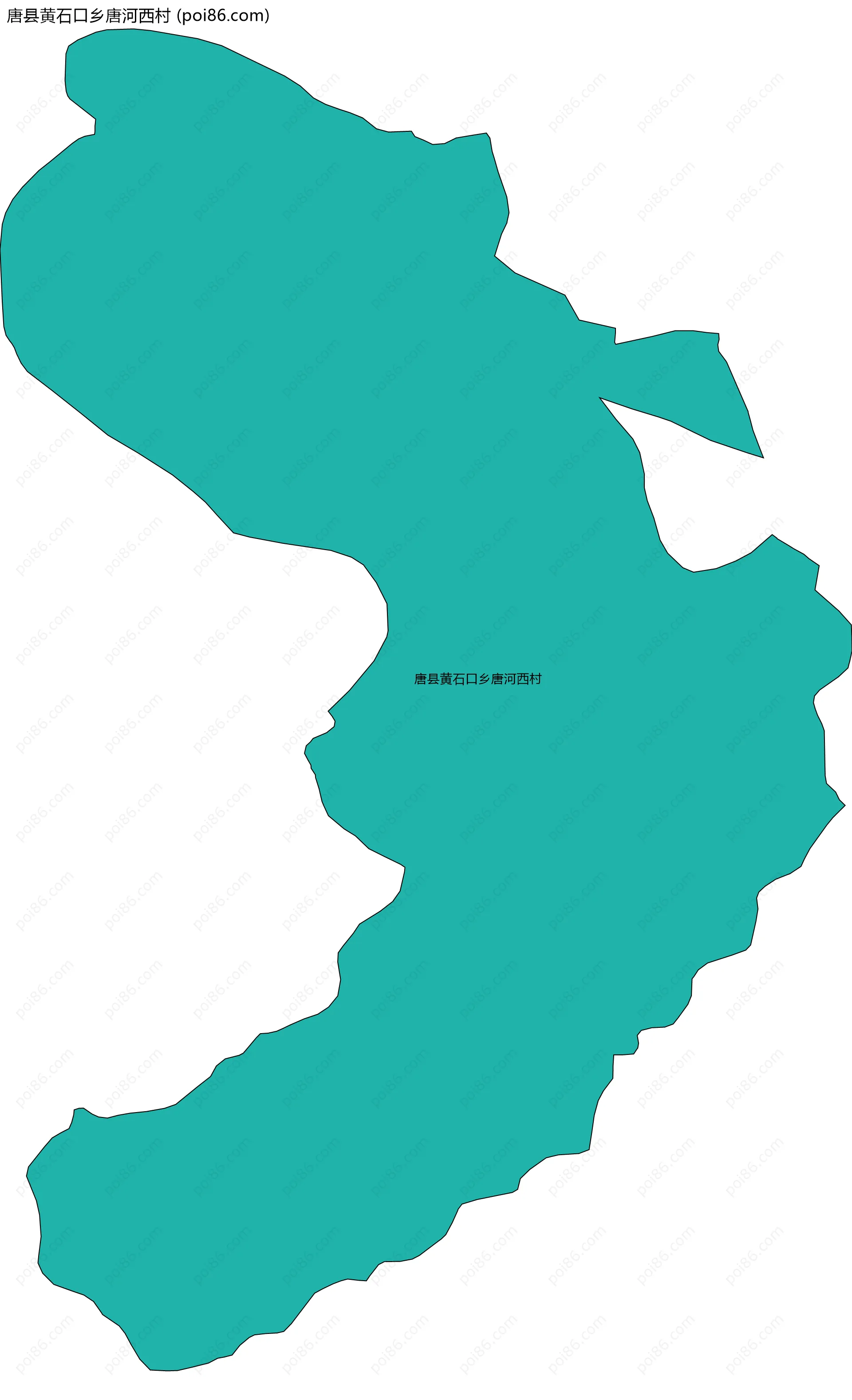 唐县黄石口乡唐河西村边界地图