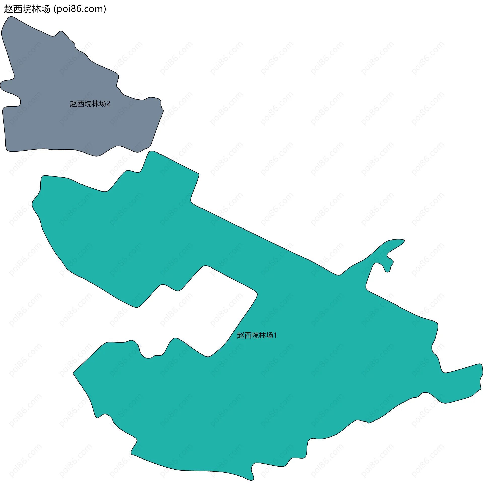 赵西垸林场边界地图(五级行政区划)
