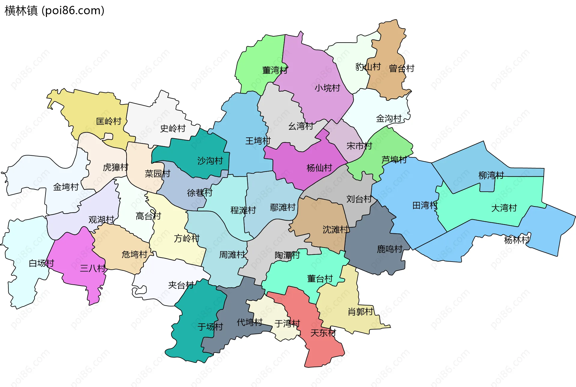 横林镇边界地图(五级行政区划)