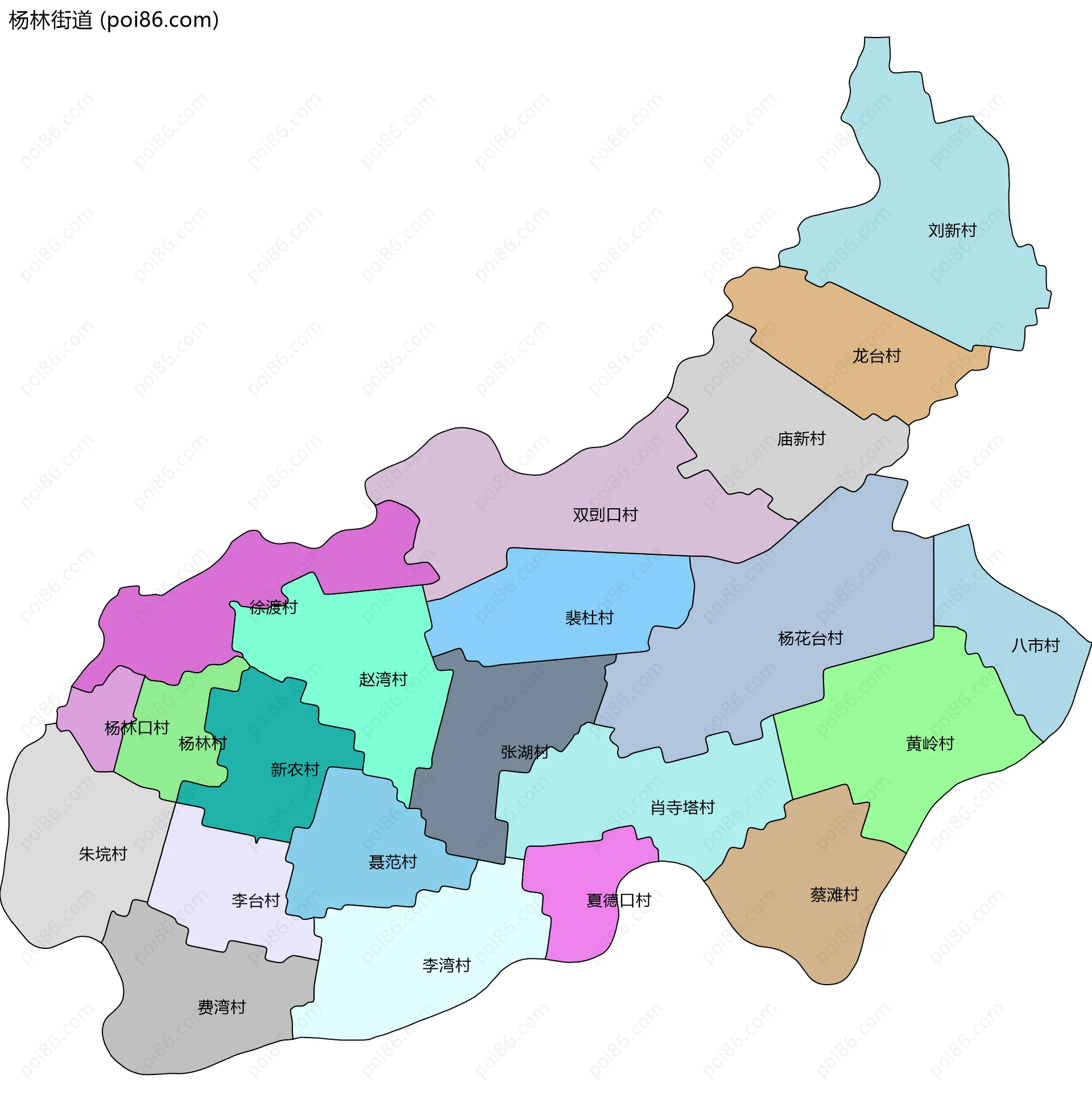 杨林街道边界地图(五级行政区划)