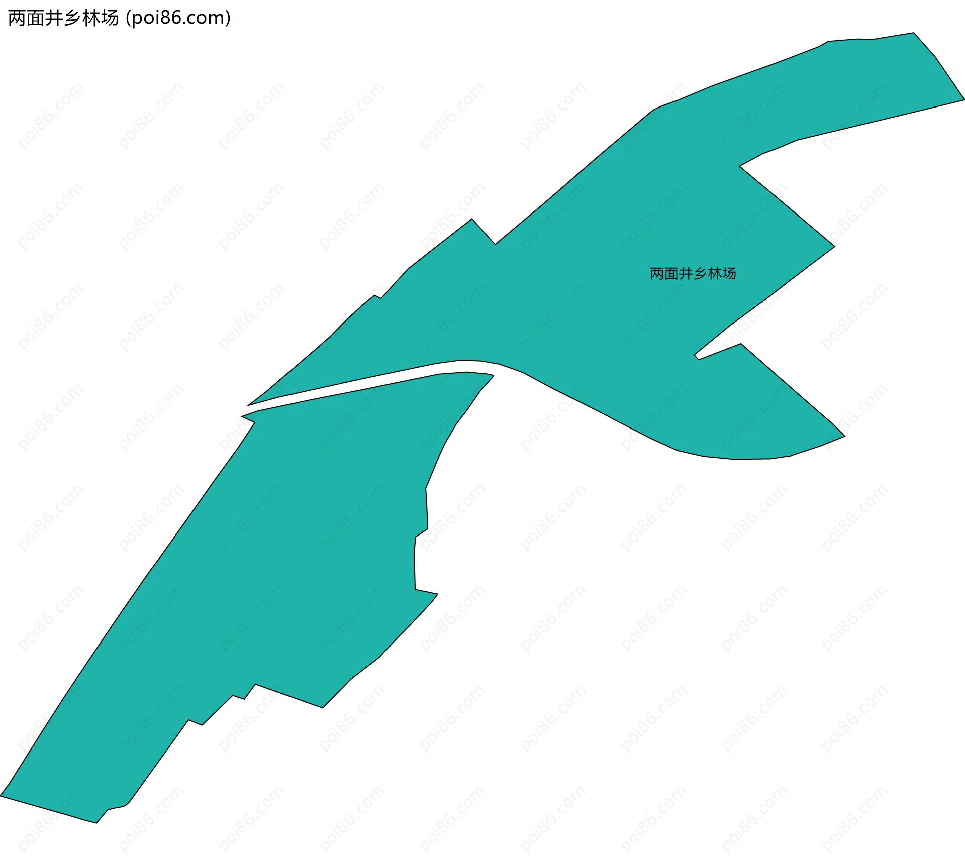 两面井乡林场边界地图(五级行政区划)