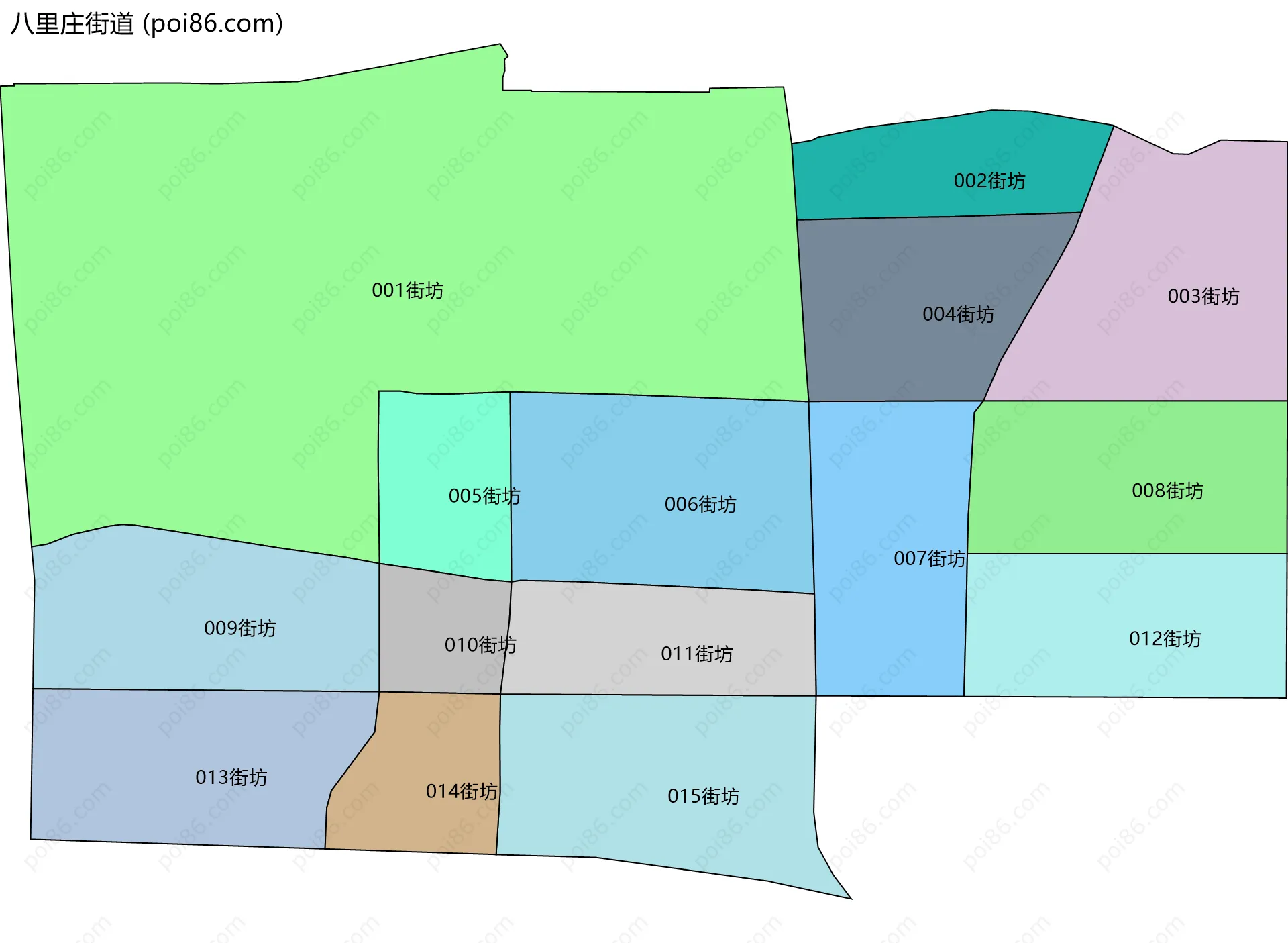 八里庄街道边界地图(五级行政区划)