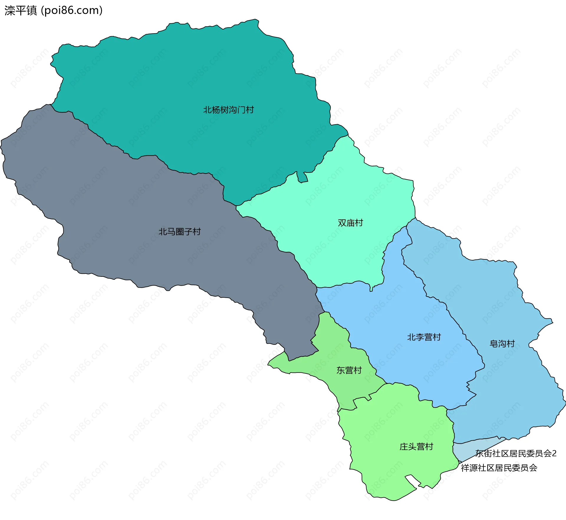 滦平镇边界地图(五级行政区划)