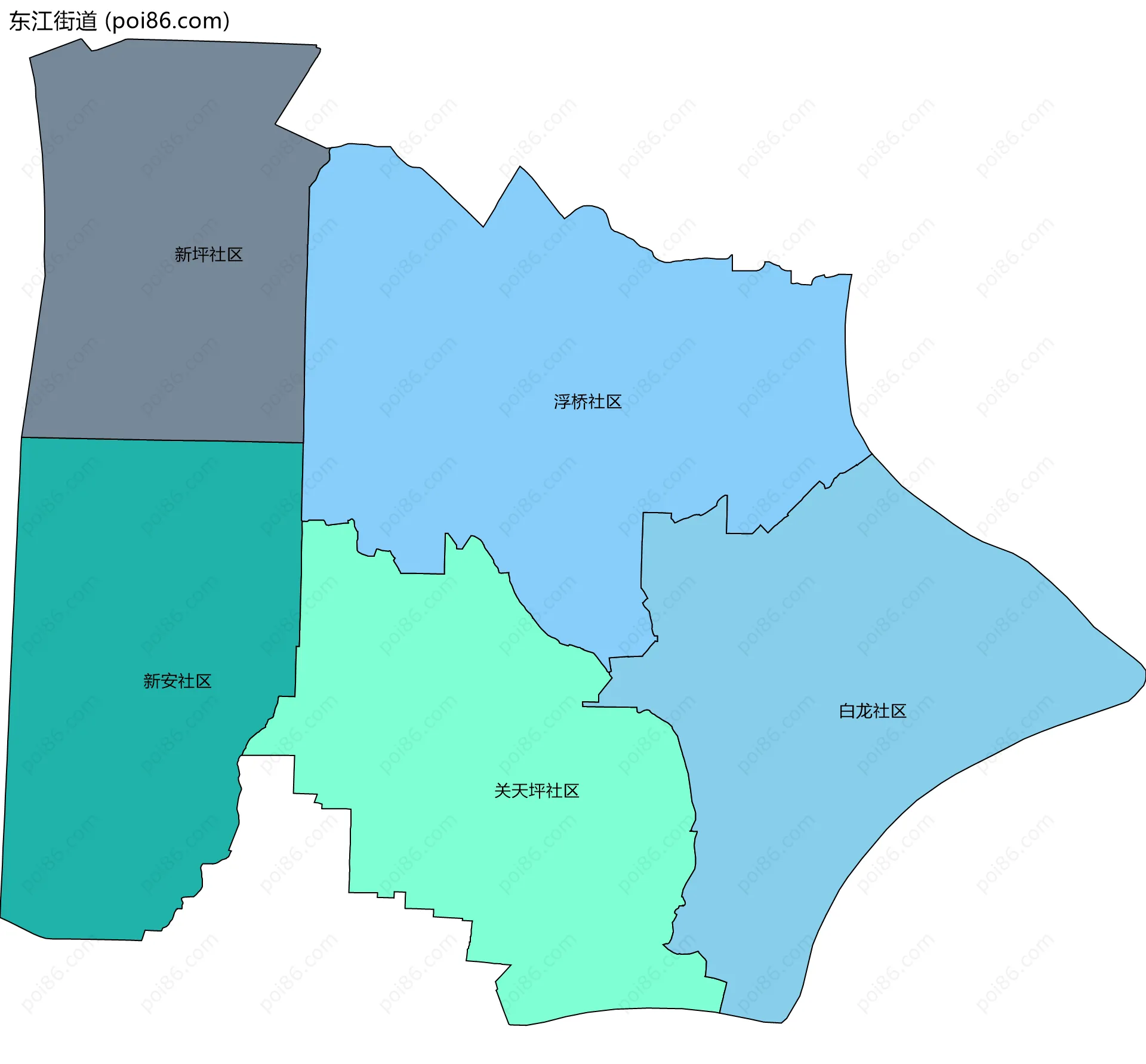 东江街道边界地图(五级行政区划)
