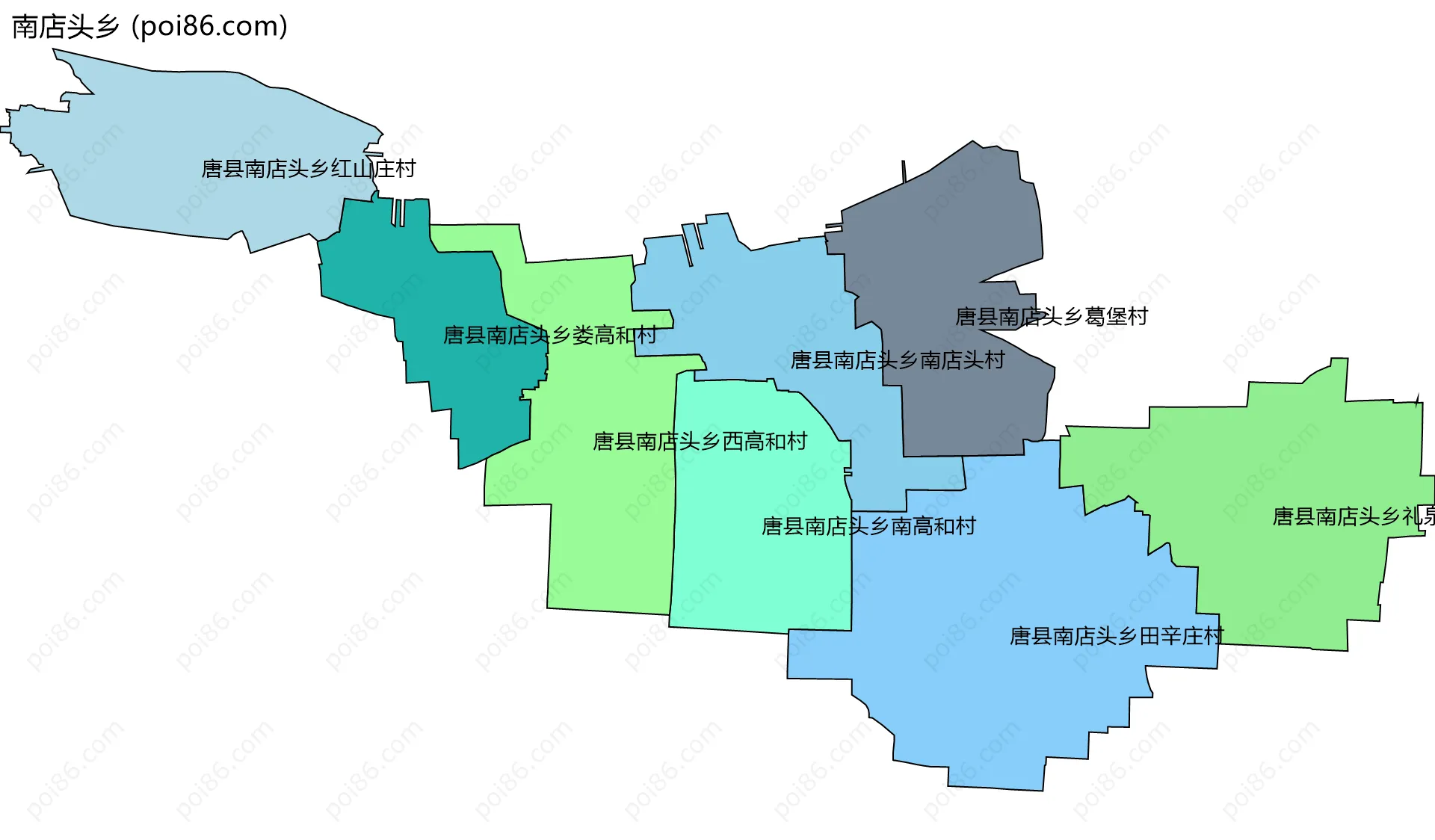 南店头乡边界地图(五级行政区划)