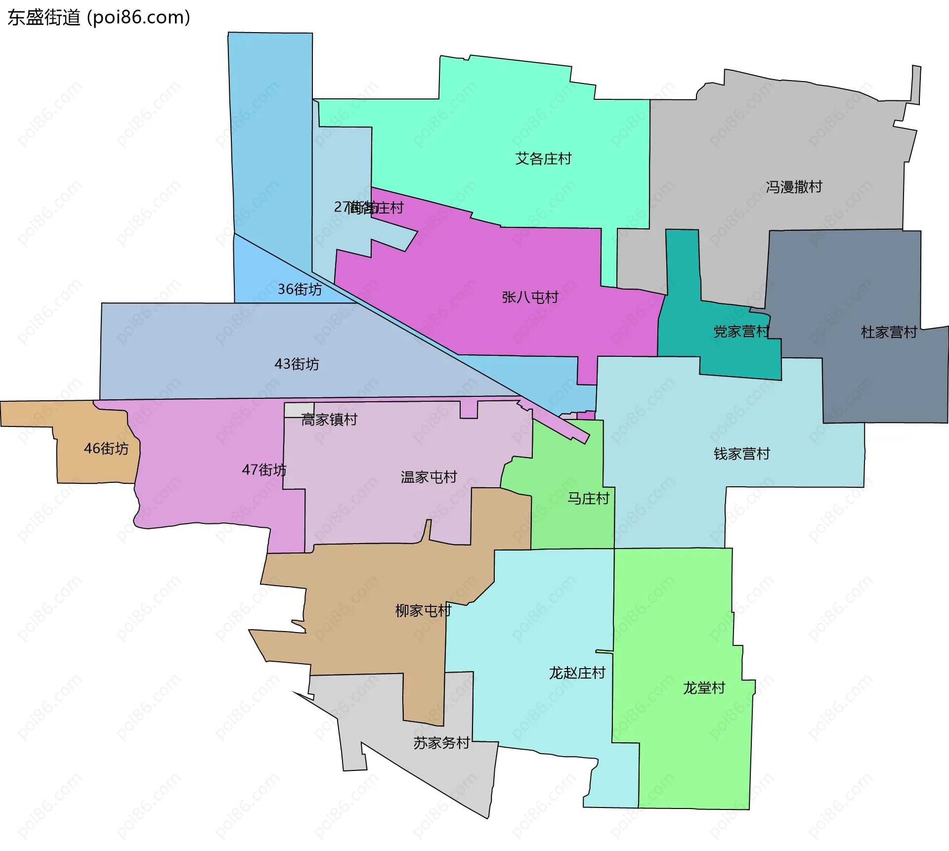 东盛街道边界地图(五级行政区划)