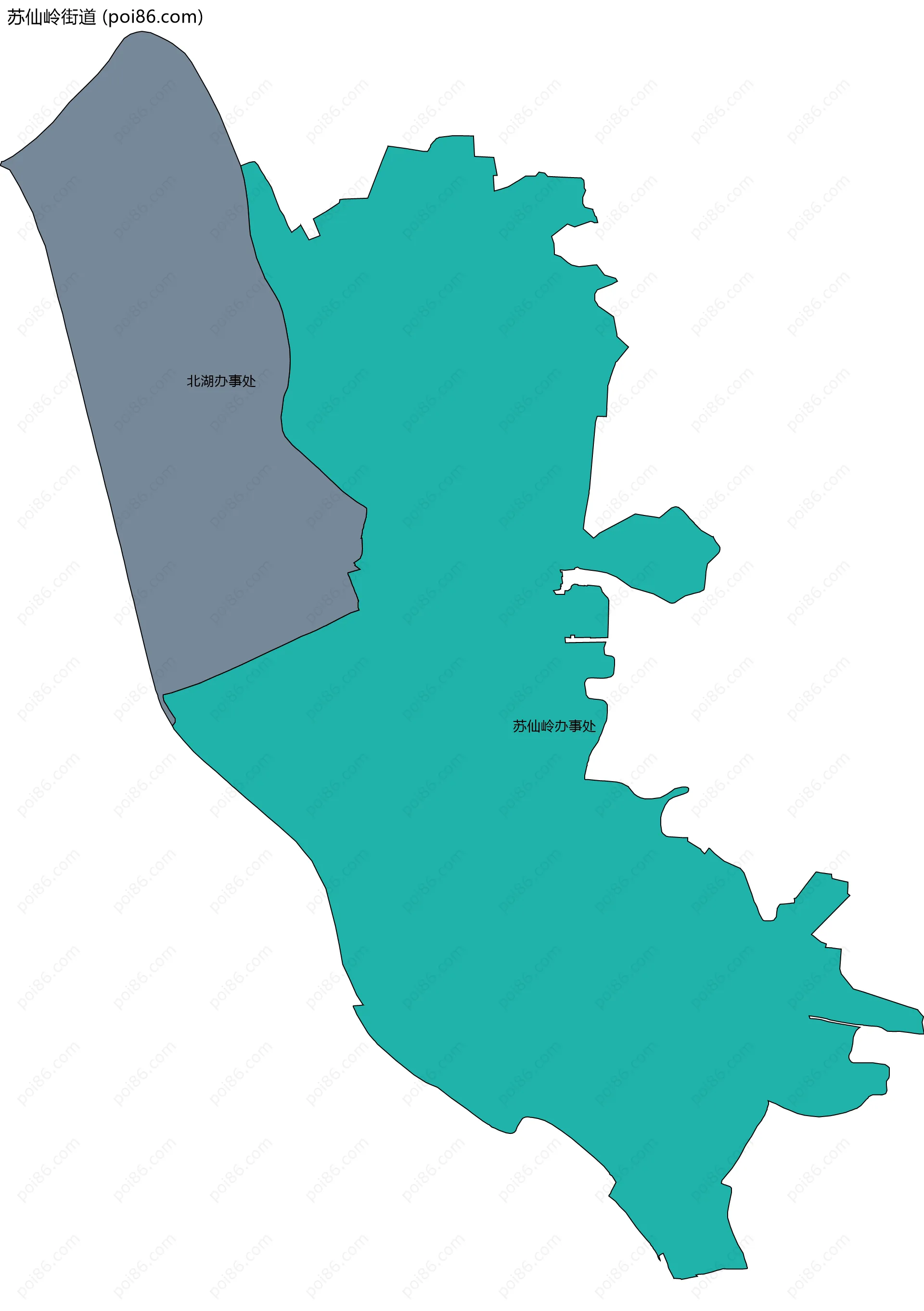 苏仙岭街道边界地图(五级行政区划)