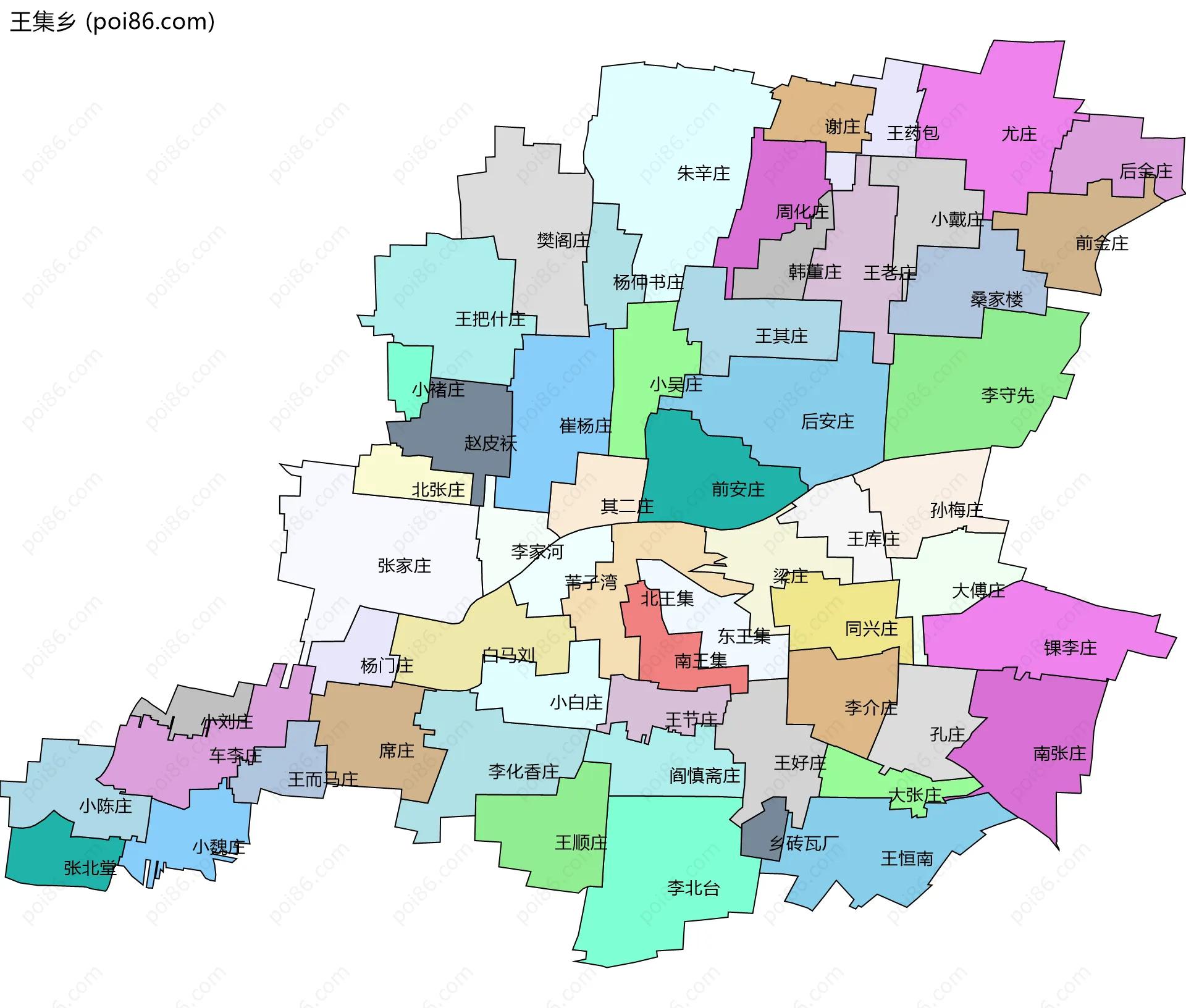 王集乡边界地图(五级行政区划)