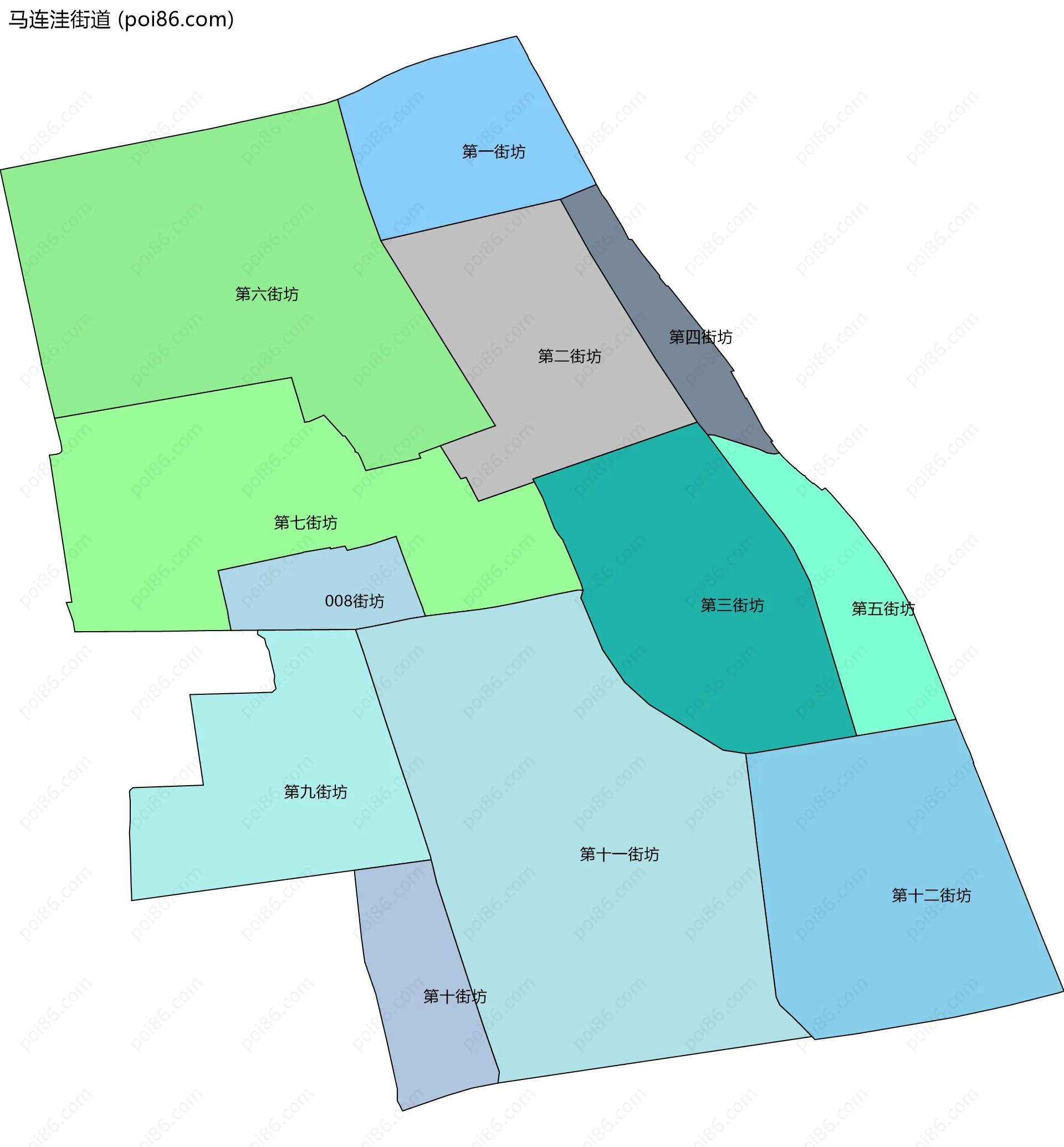 马连洼街道边界地图(五级行政区划)