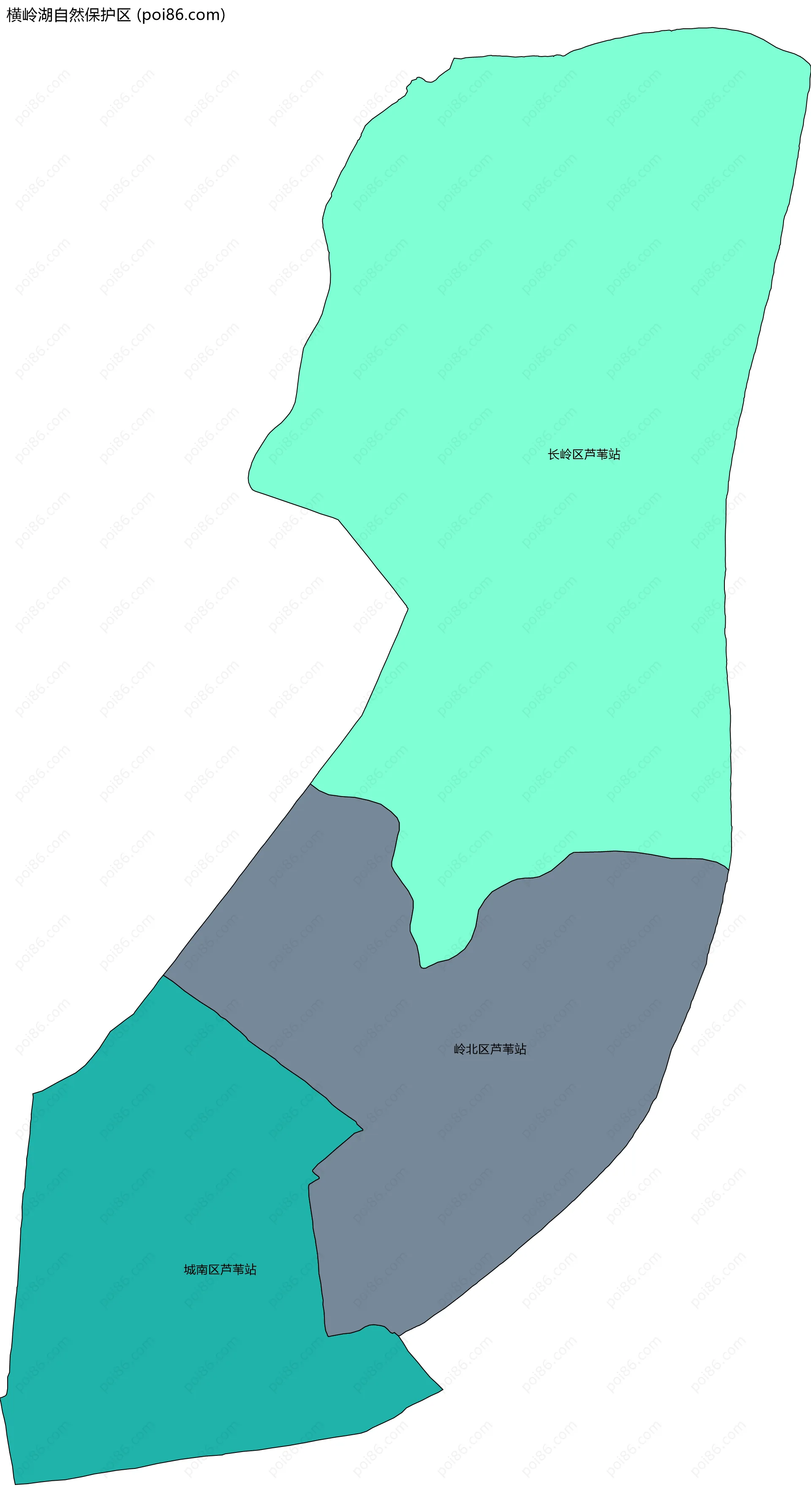 横岭湖自然保护区边界地图(五级行政区划)