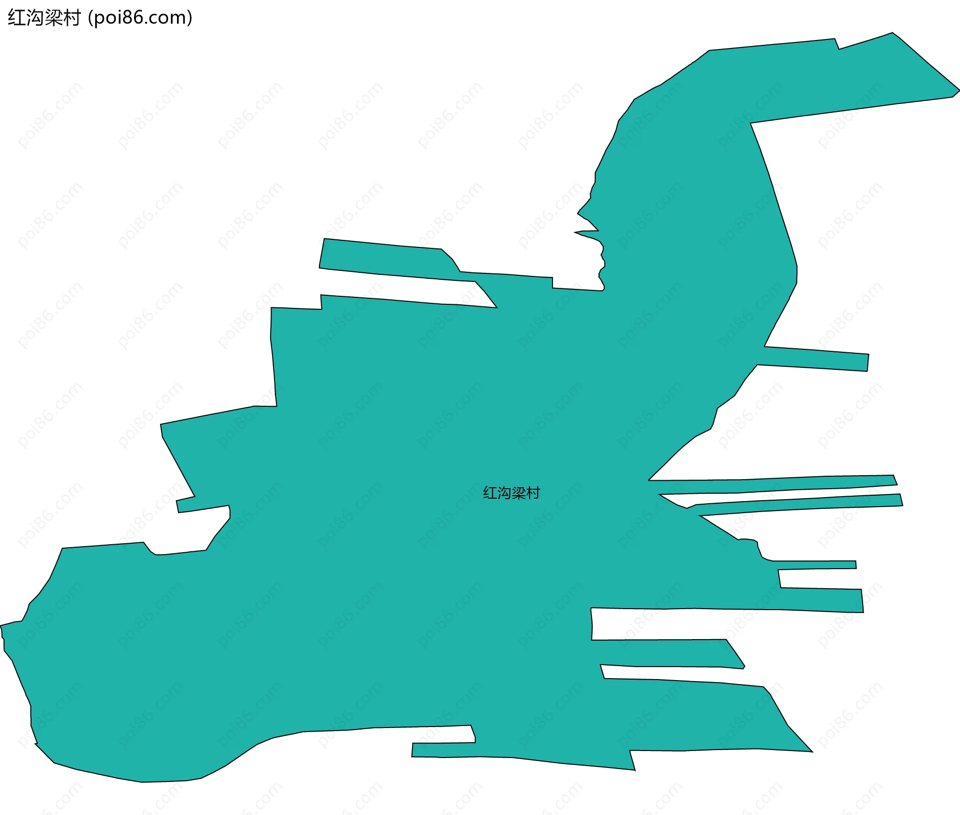 红沟梁村边界地图
