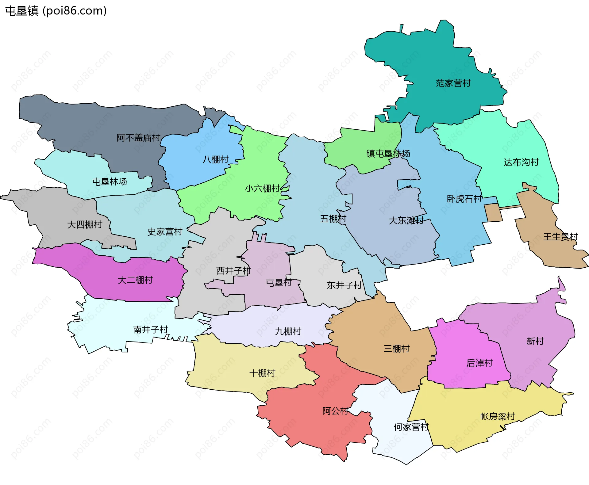 屯垦镇边界地图(五级行政区划)