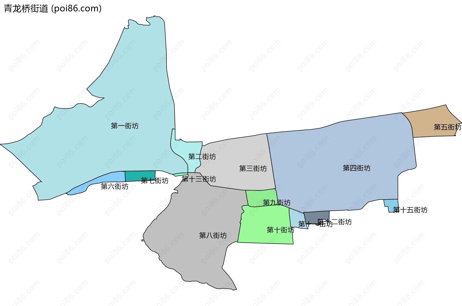青龙桥街道边界地图(五级行政区划)