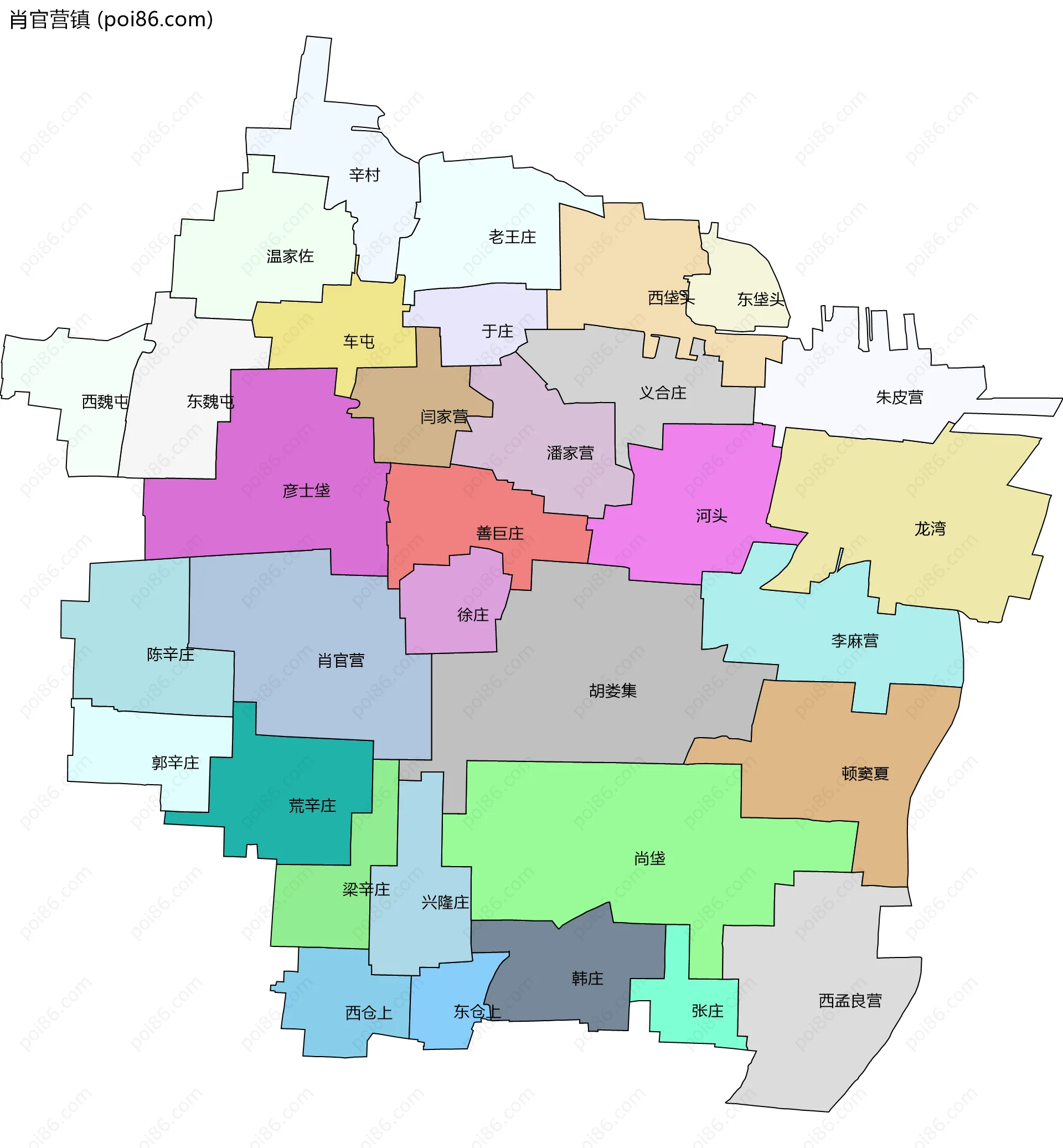 肖官营镇边界地图(五级行政区划)