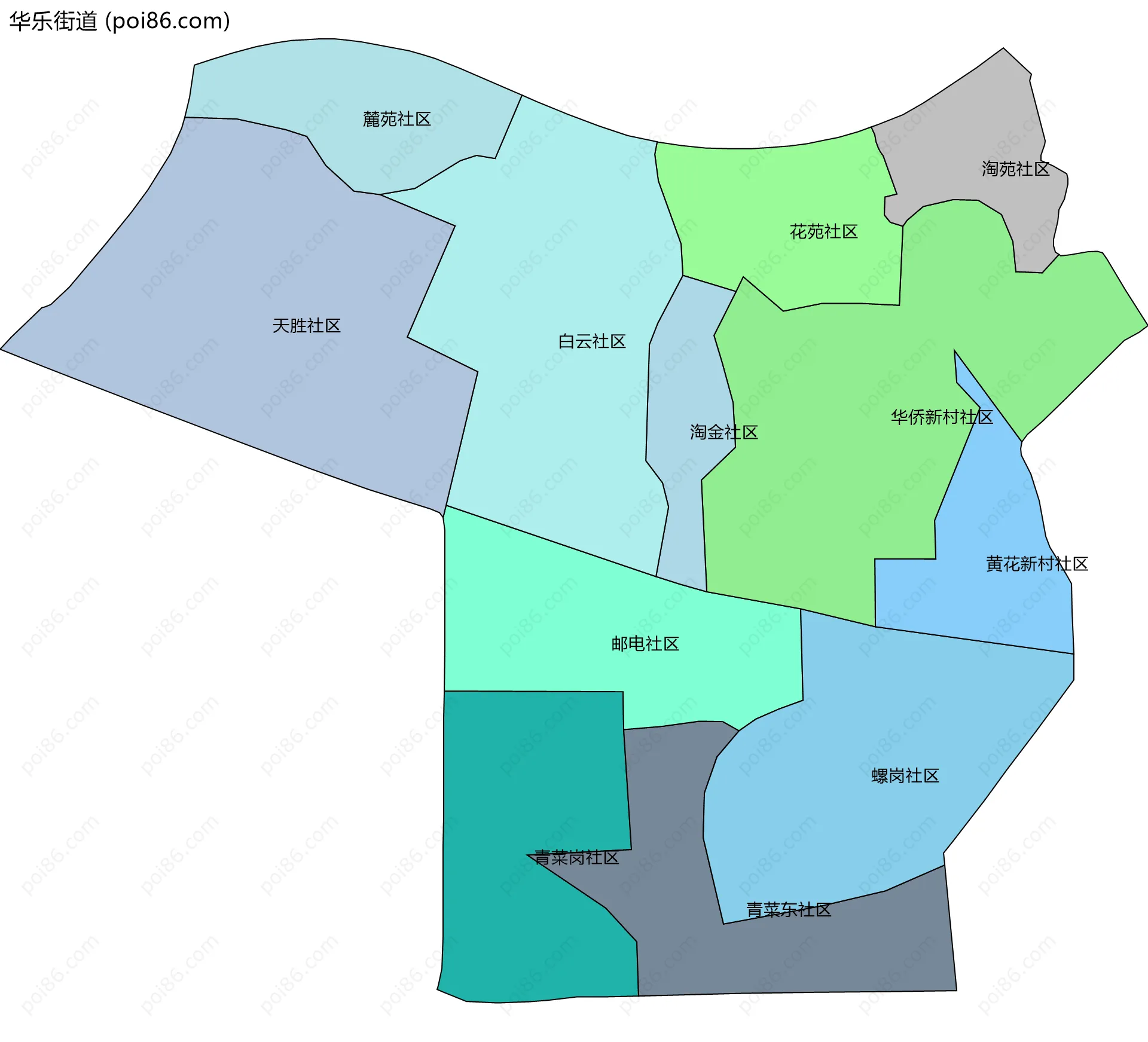 华乐街道边界地图(五级行政区划)