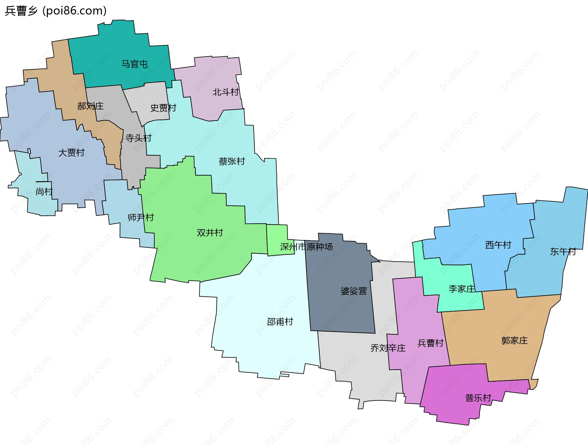 兵曹乡边界地图(五级行政区划)