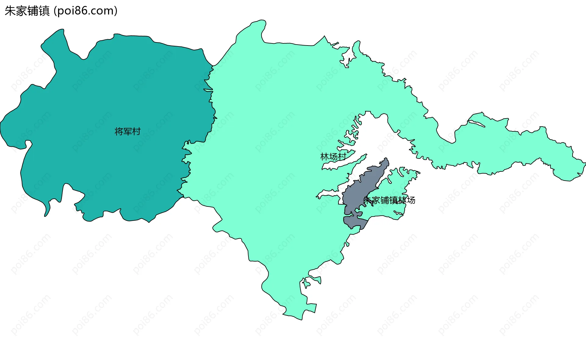 朱家铺镇边界地图(五级行政区划)