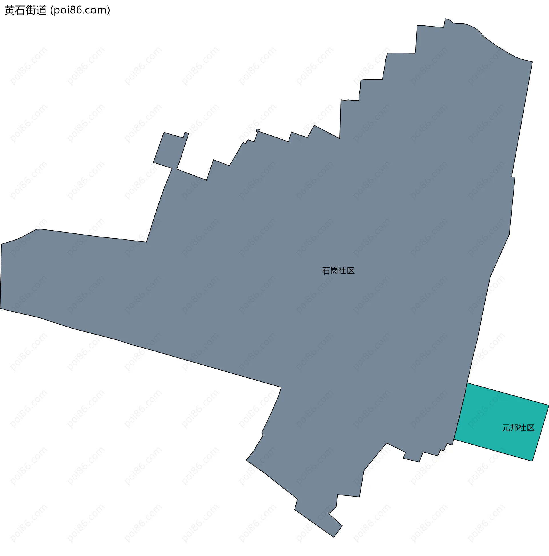黄石街道边界地图(五级行政区划)