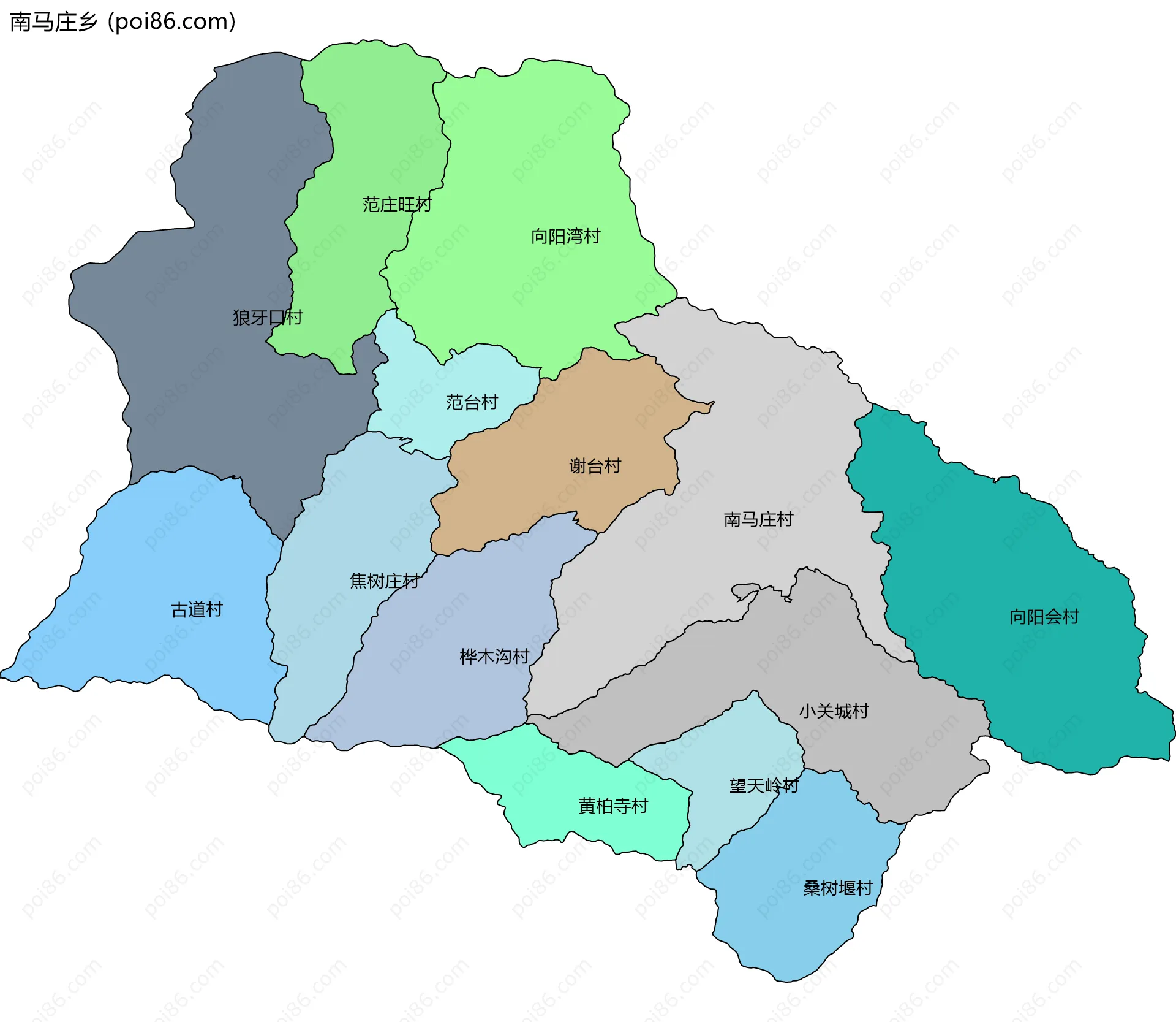 南马庄乡边界地图(五级行政区划)