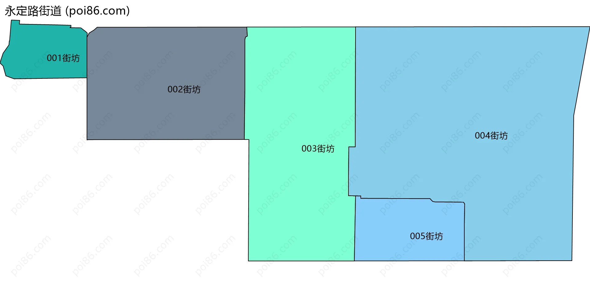 永定路街道边界地图(五级行政区划)