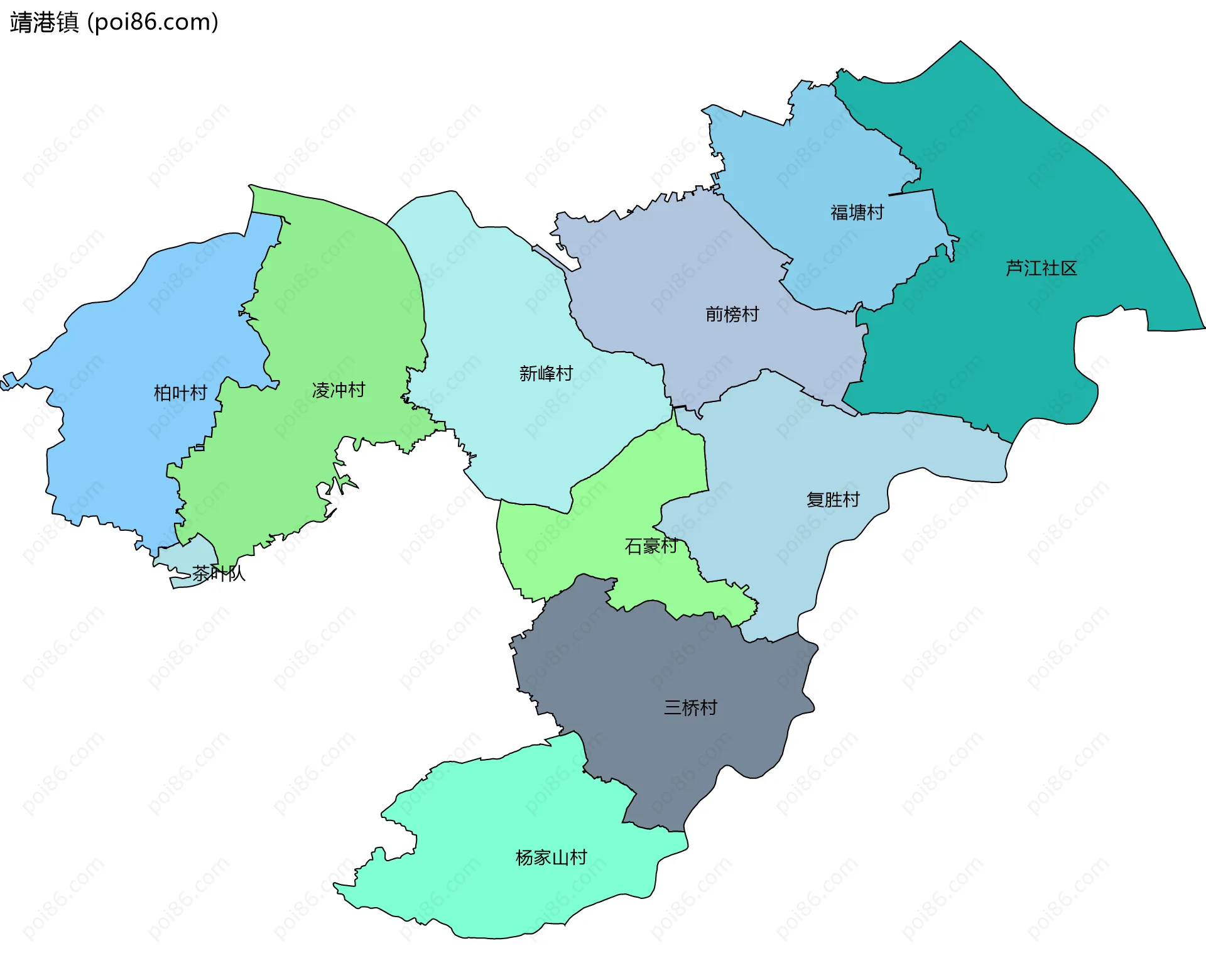 靖港镇边界地图(五级行政区划)