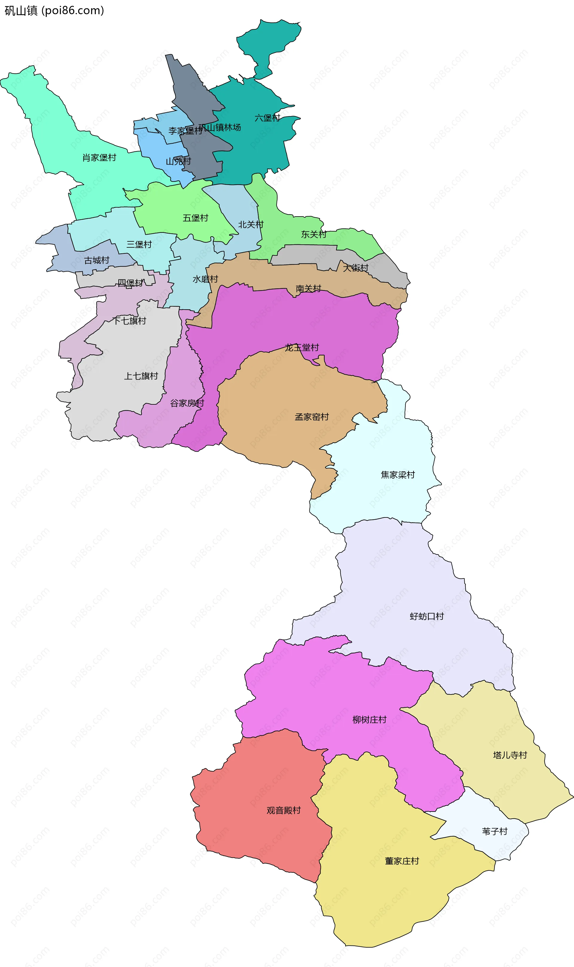 矾山镇边界地图(五级行政区划)