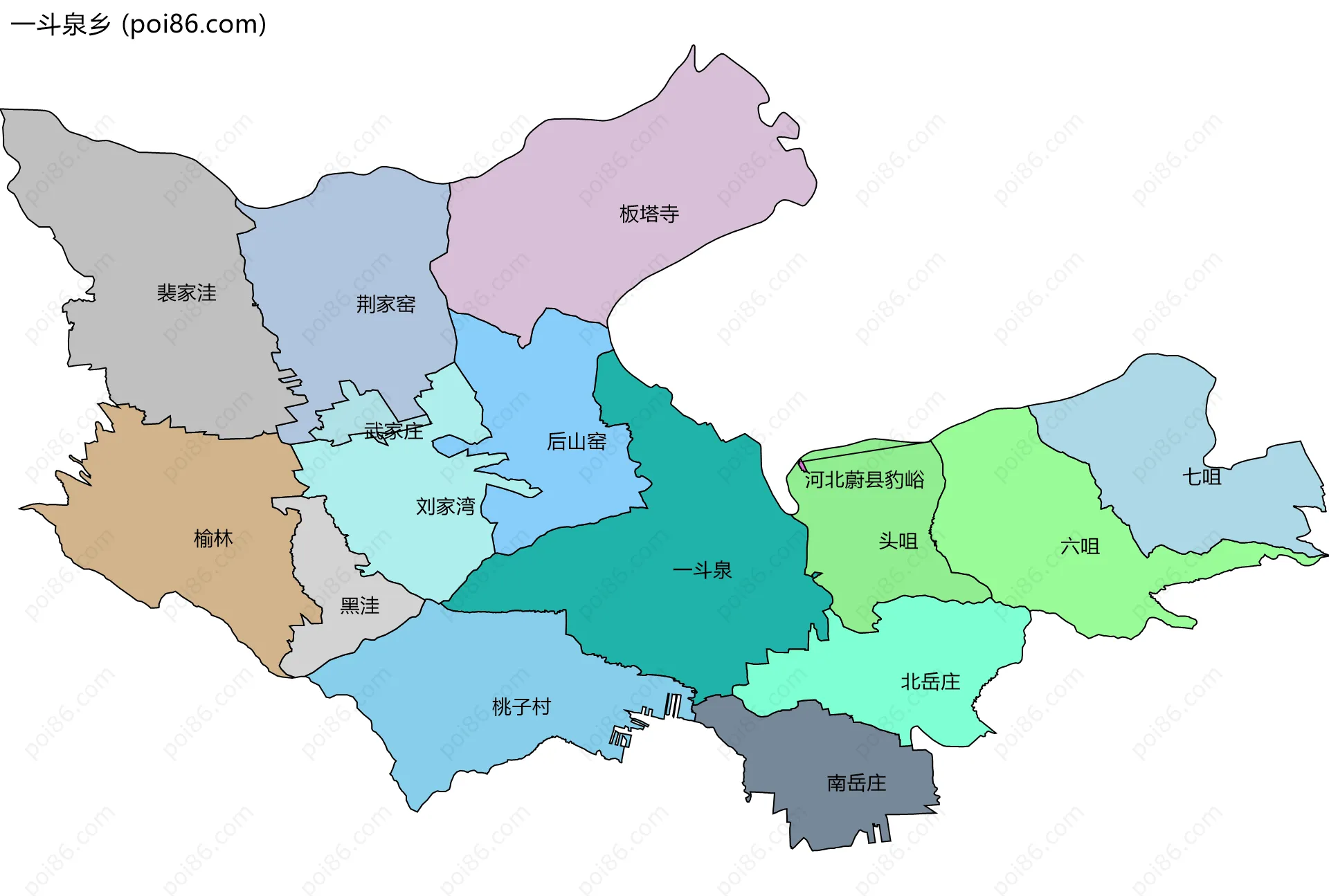 一斗泉乡边界地图(五级行政区划)