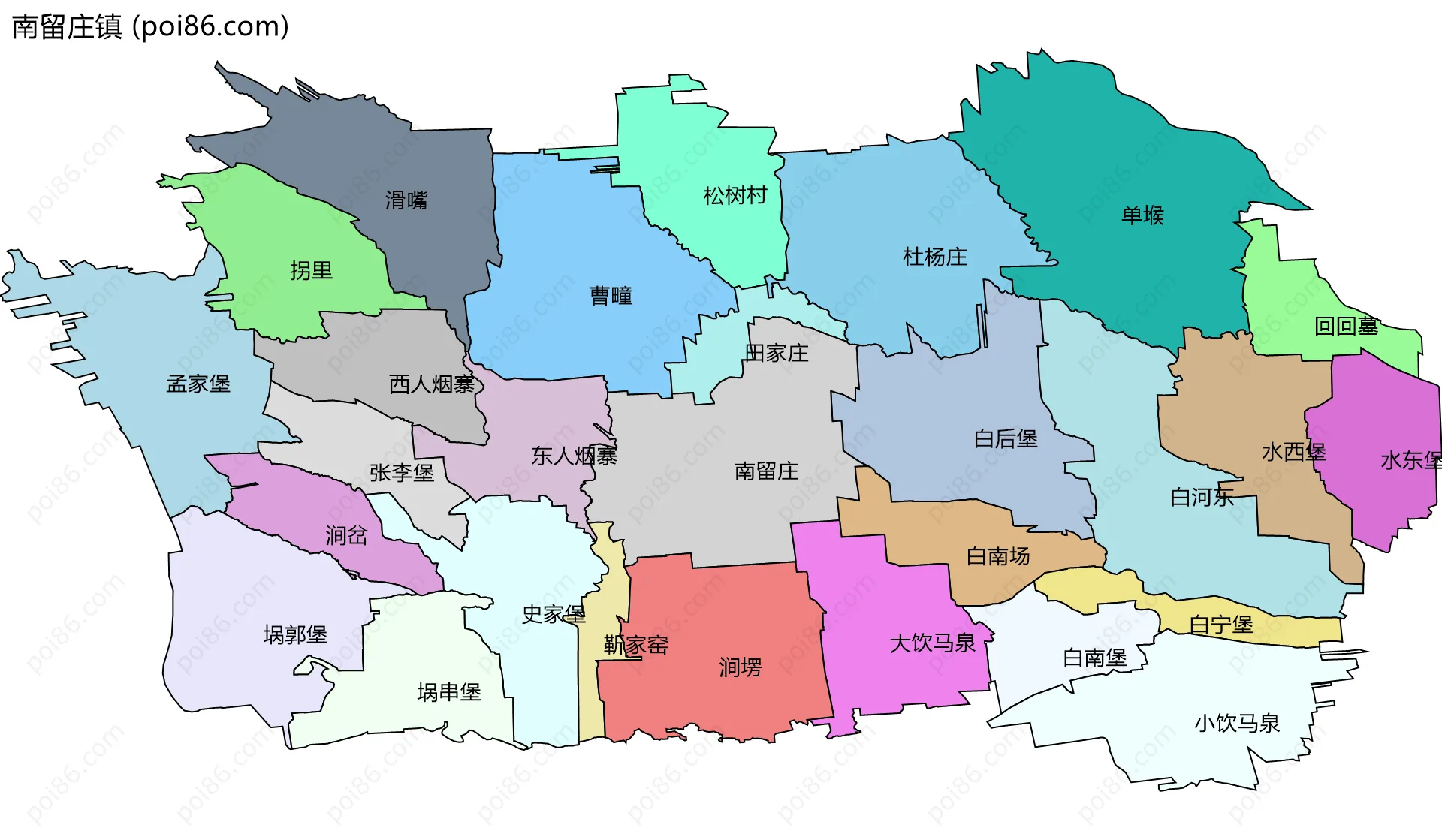 南留庄镇边界地图(五级行政区划)