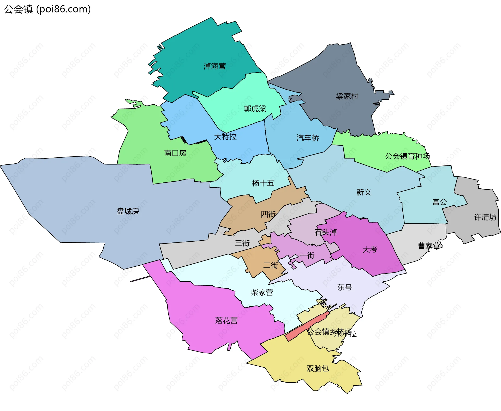 公会镇边界地图(五级行政区划)