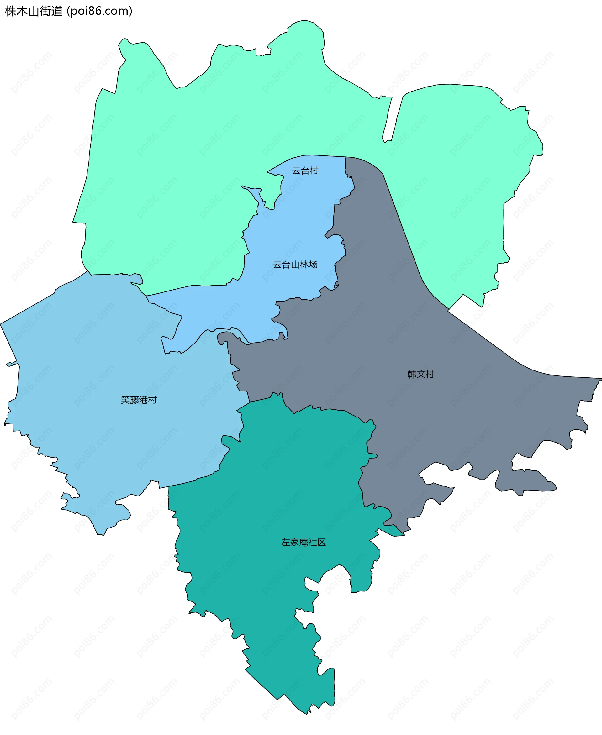 株木山街道边界地图(五级行政区划)