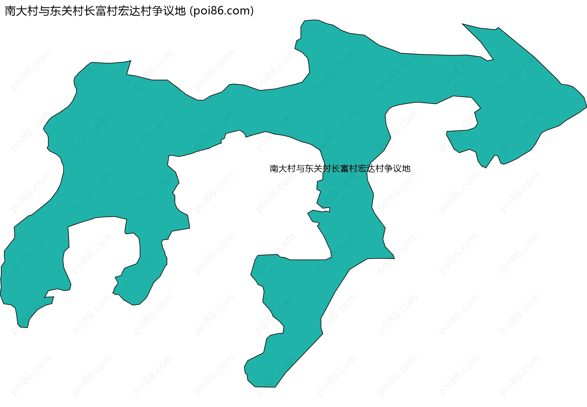 南大村与东关村长富村宏达村争议地边界地图(五级行政区划)