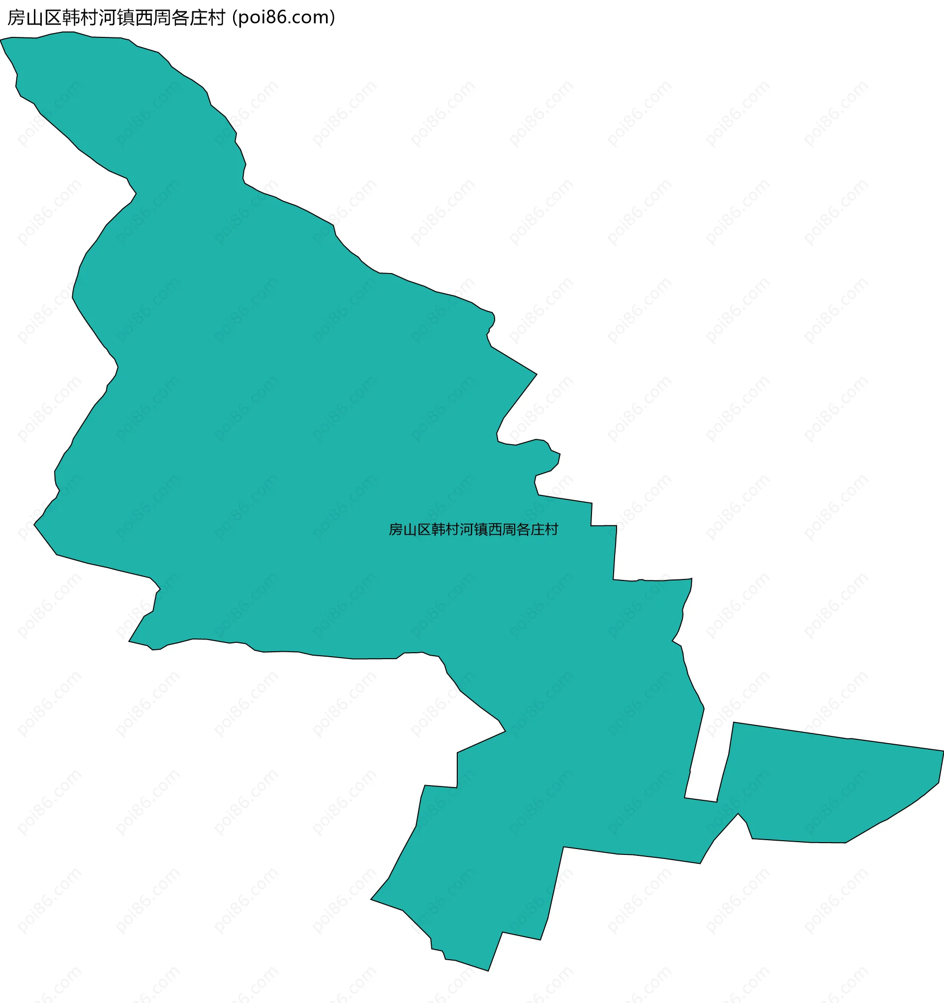 房山区韩村河镇西周各庄村边界地图