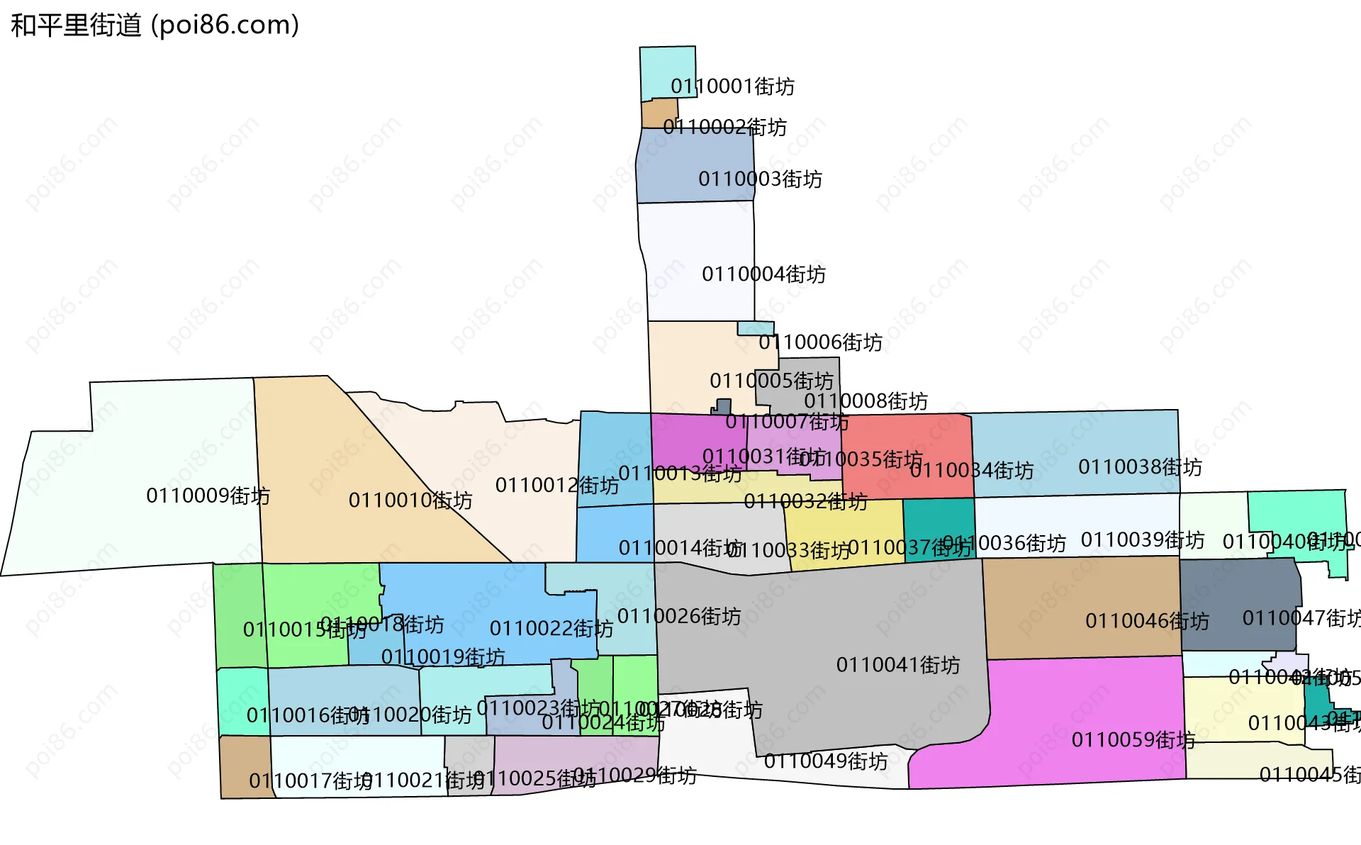 和平里街道边界地图(五级行政区划)