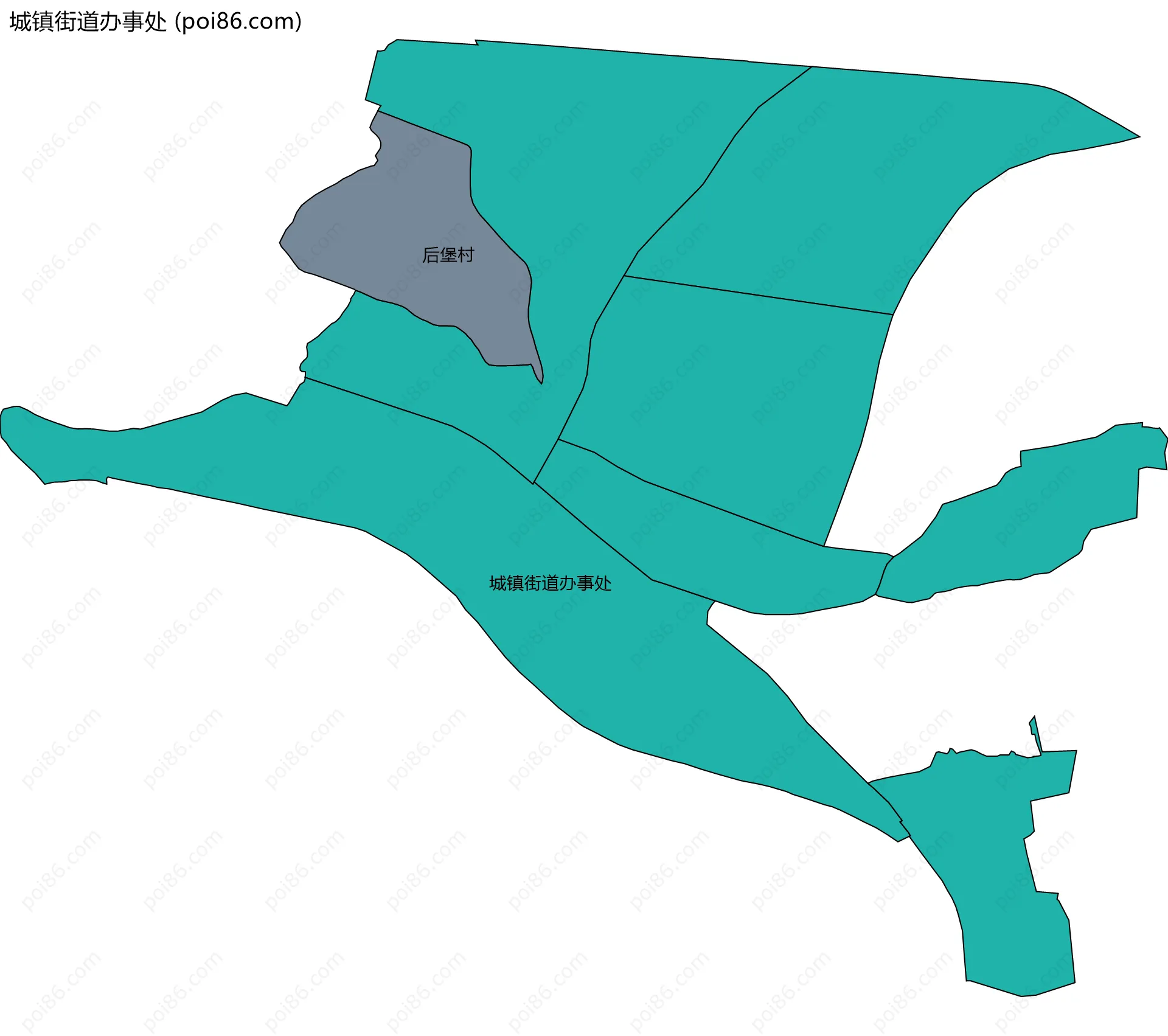 城镇街道办事处边界地图(五级行政区划)