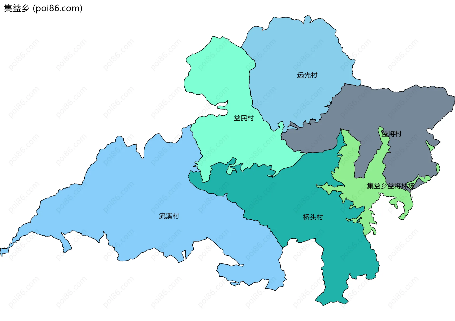 集益乡边界地图(五级行政区划)