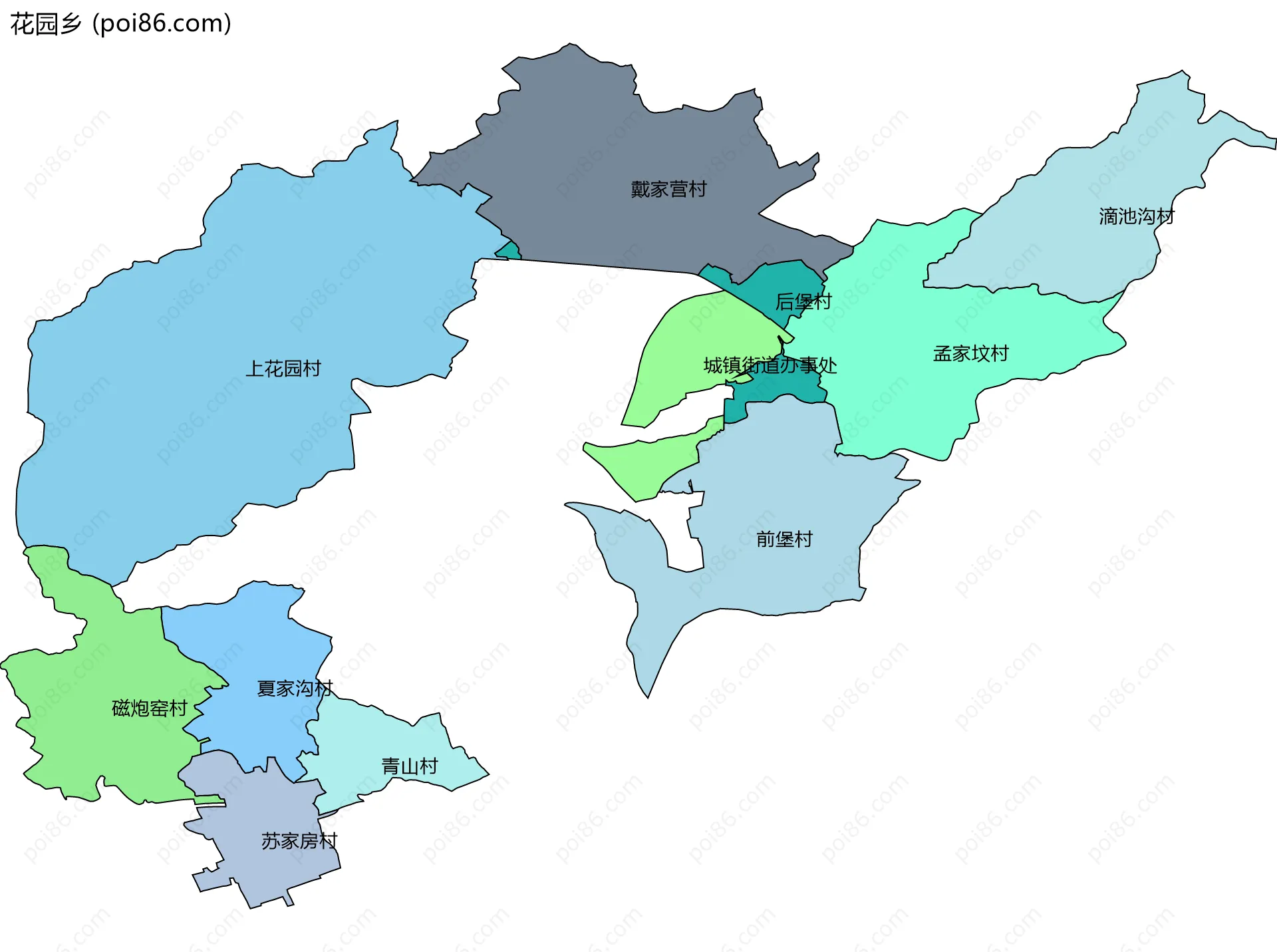 花园乡边界地图(五级行政区划)
