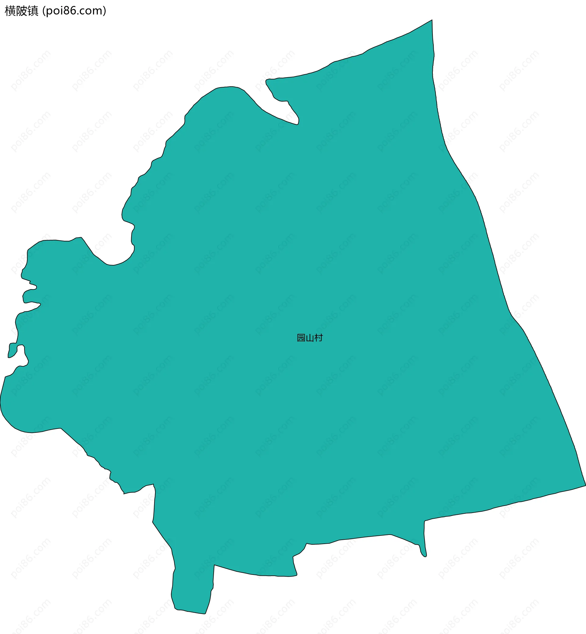 横陂镇边界地图(五级行政区划)