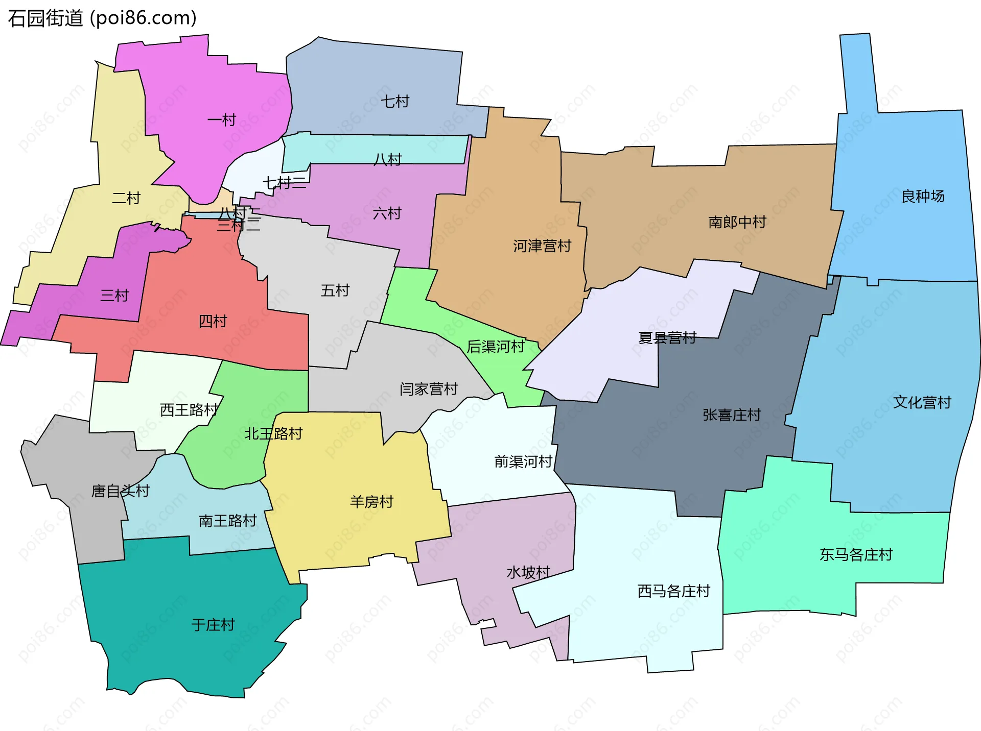 石园街道边界地图(五级行政区划)