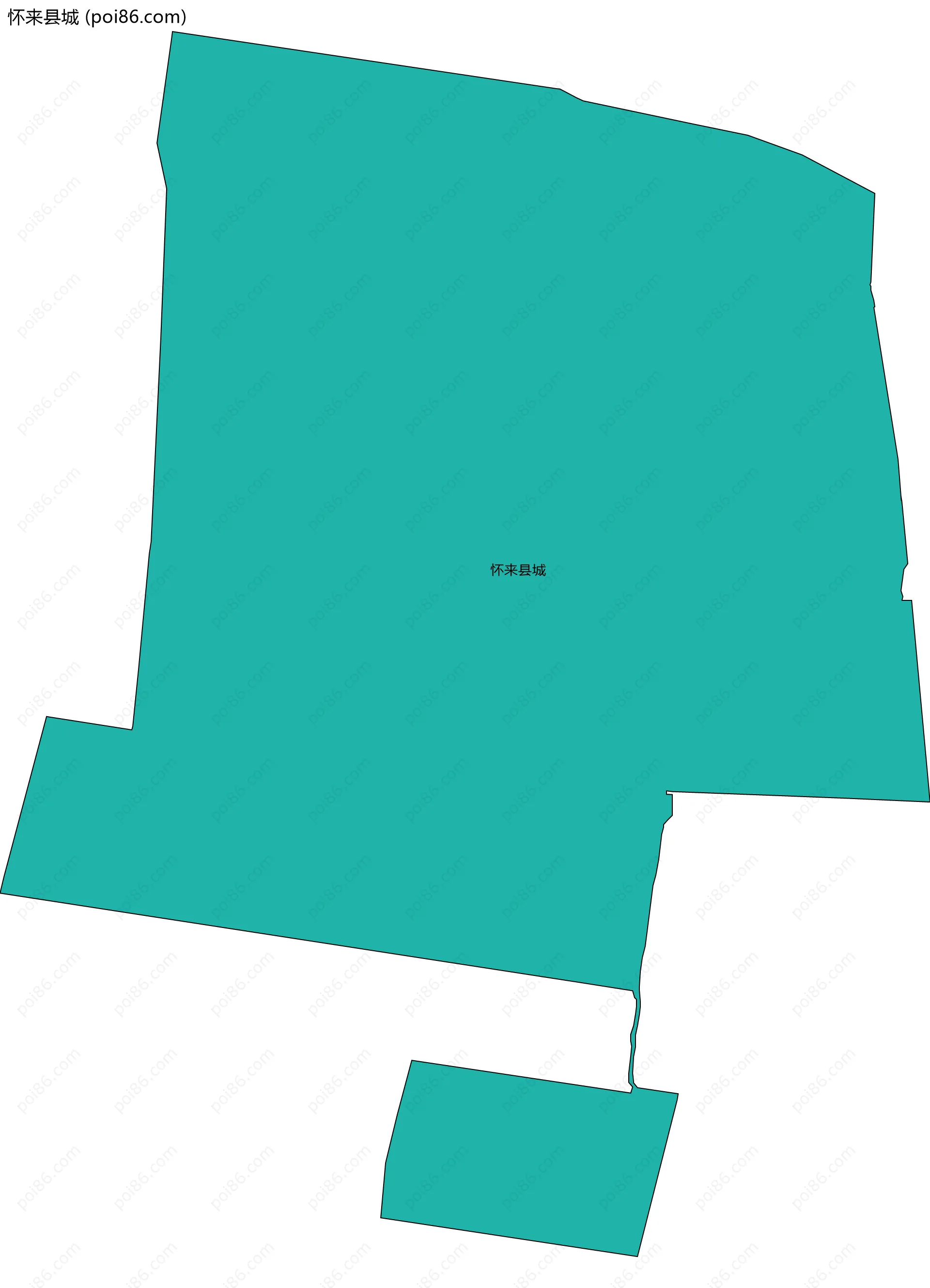 怀来县城边界地图
