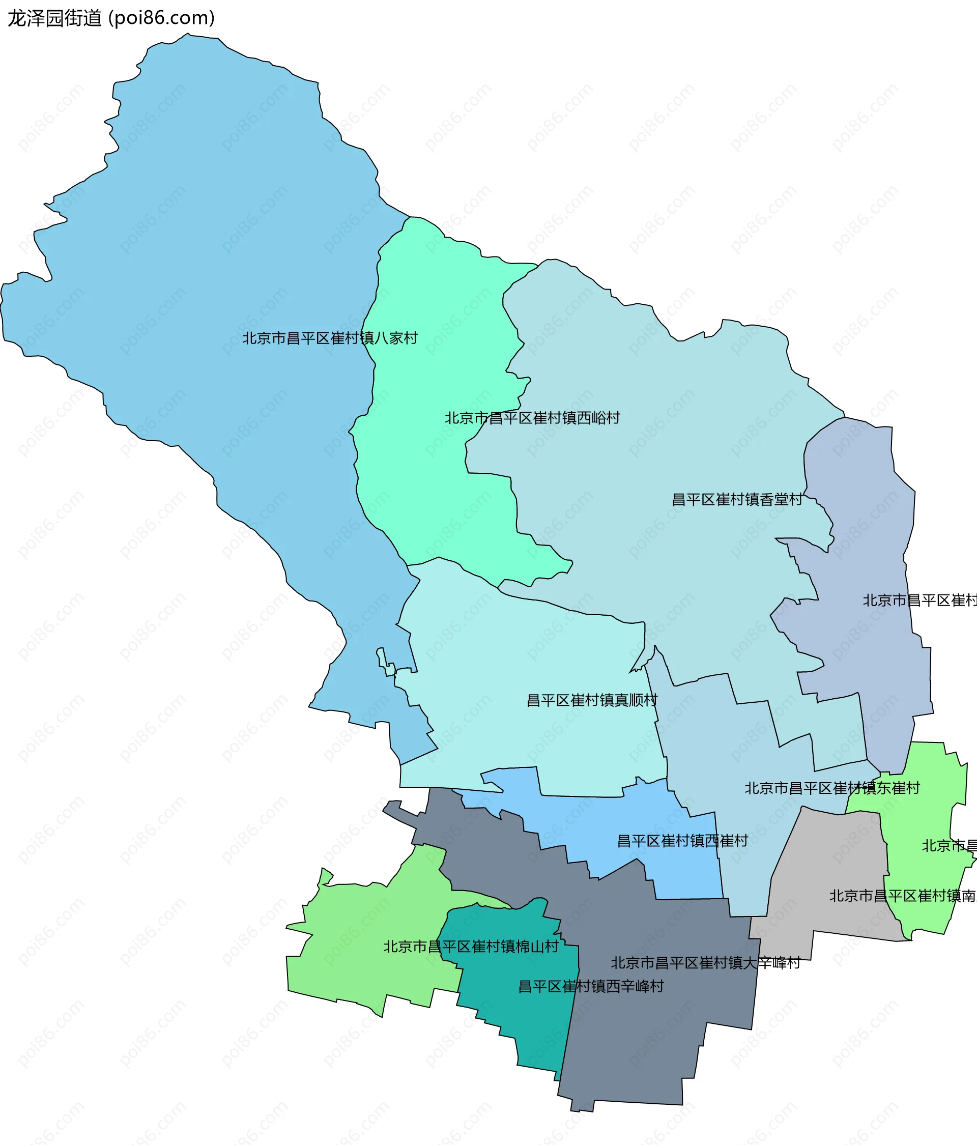 龙泽园街道边界地图(五级行政区划)
