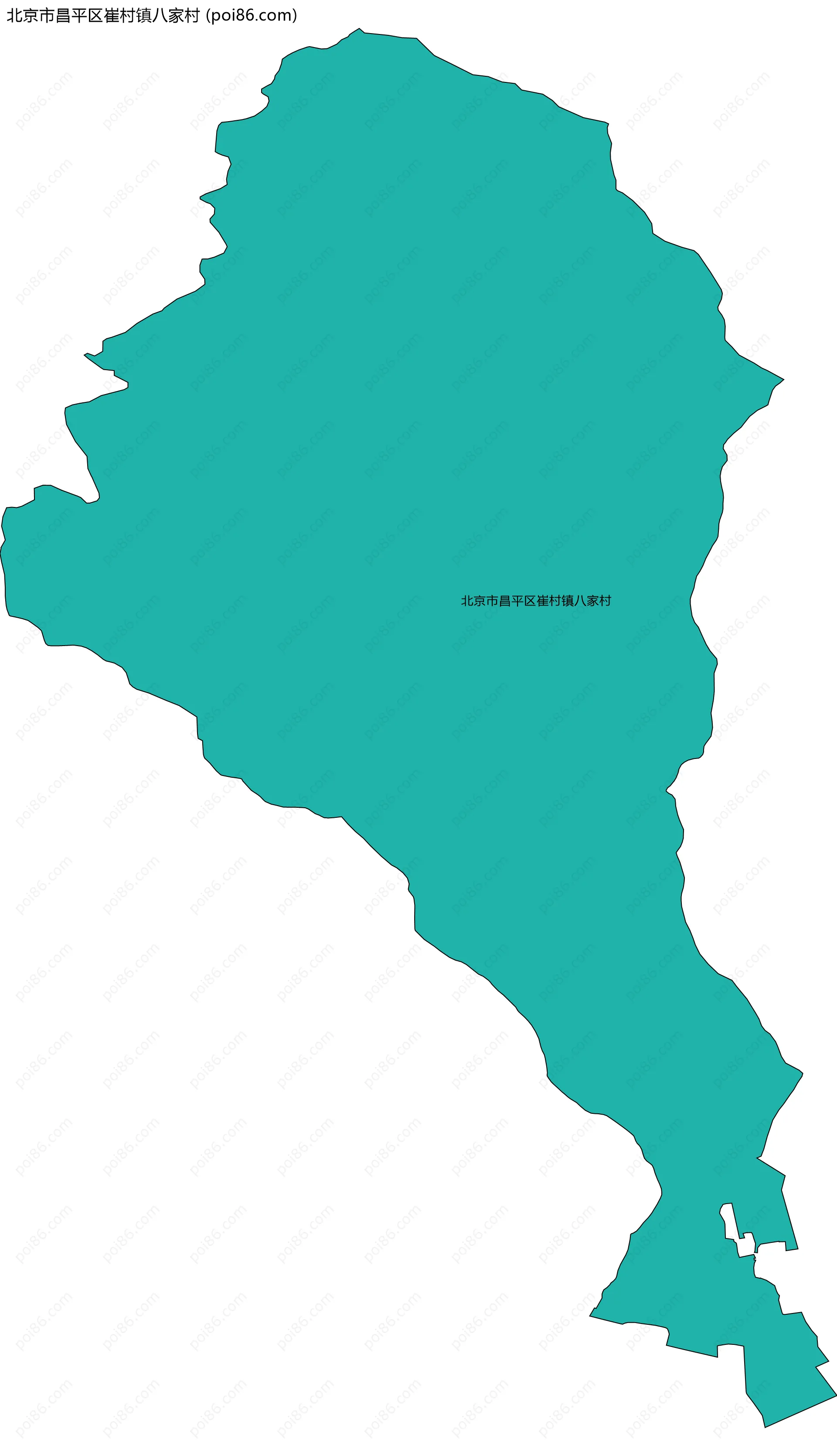 北京市昌平区崔村镇八家村边界地图