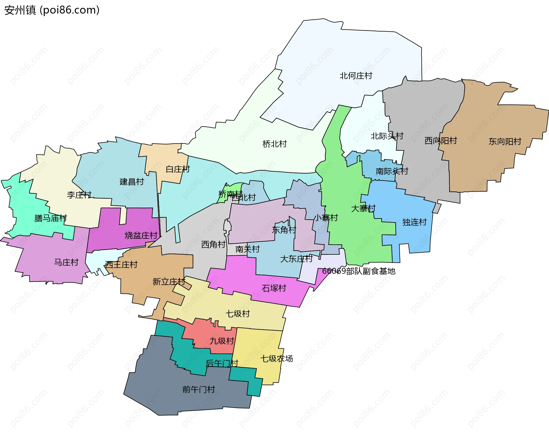 安州镇边界地图(五级行政区划)