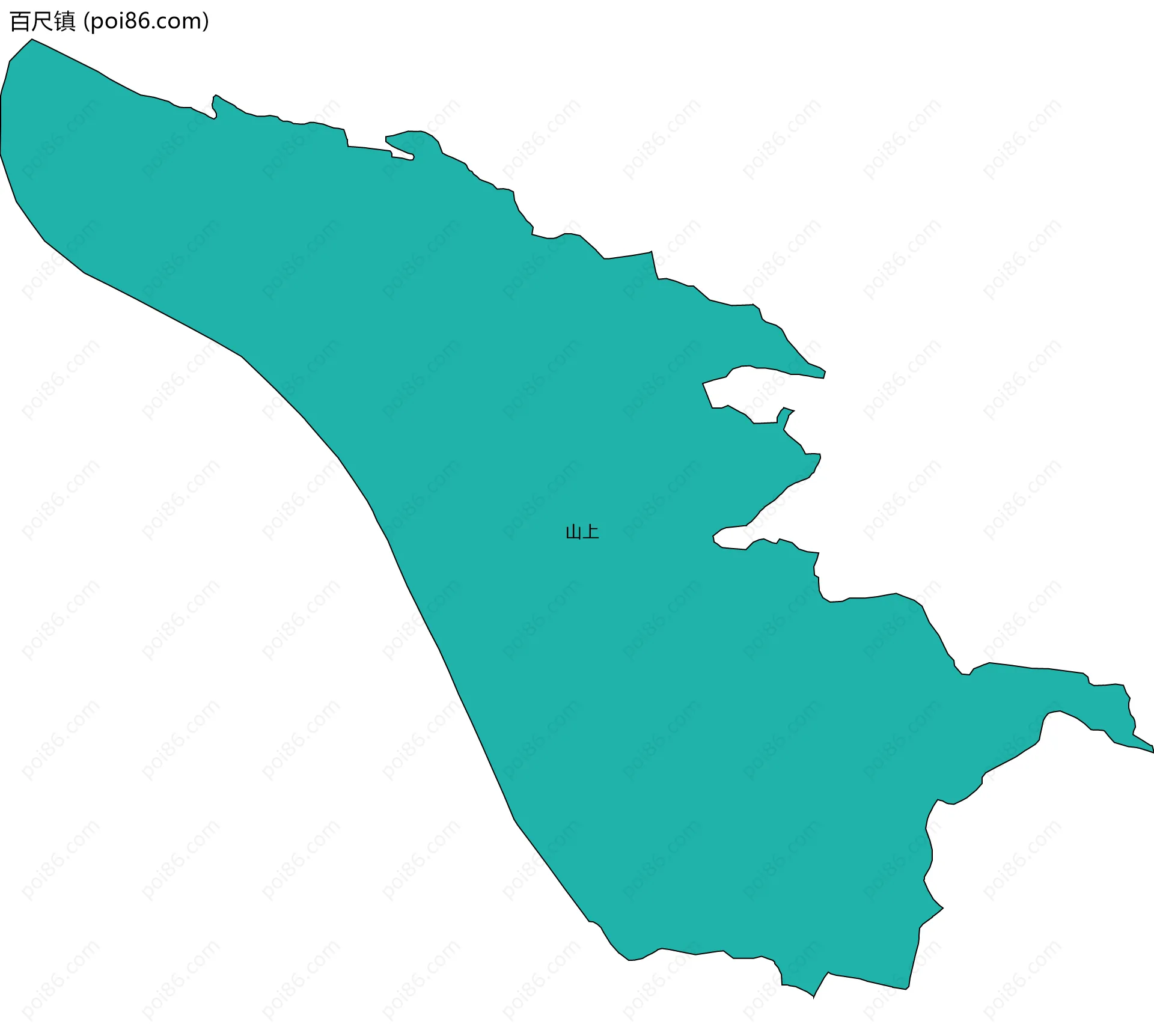 百尺镇边界地图(五级行政区划)