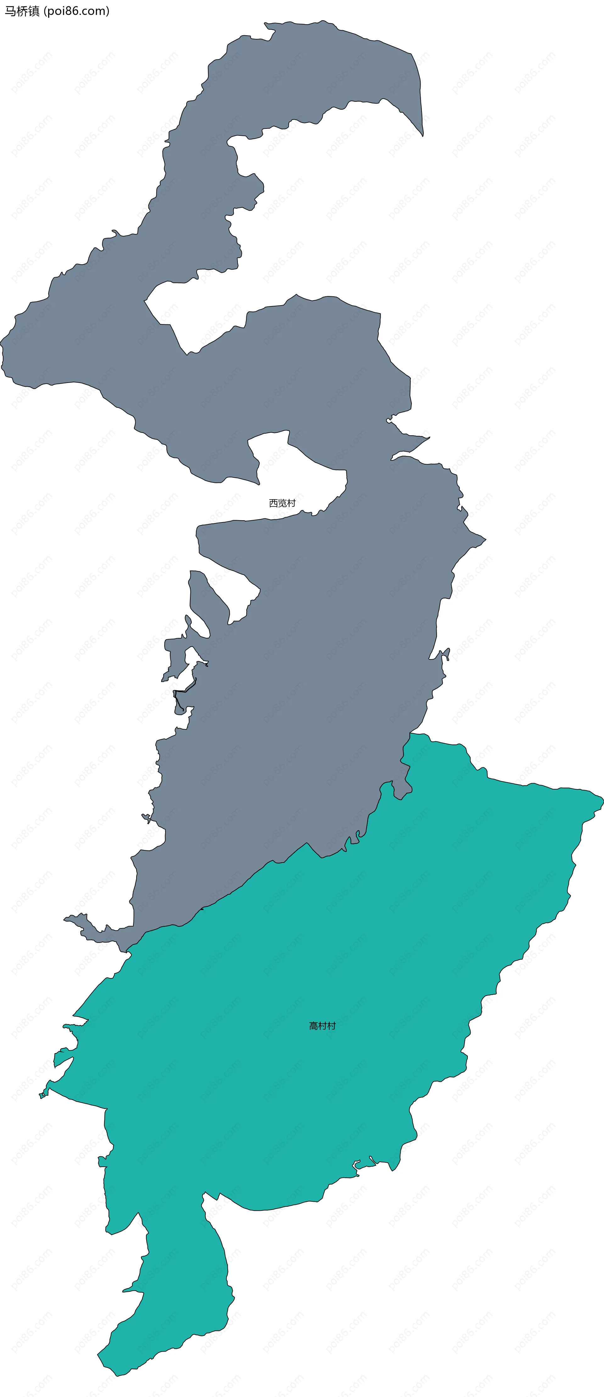 马桥镇边界地图(五级行政区划)